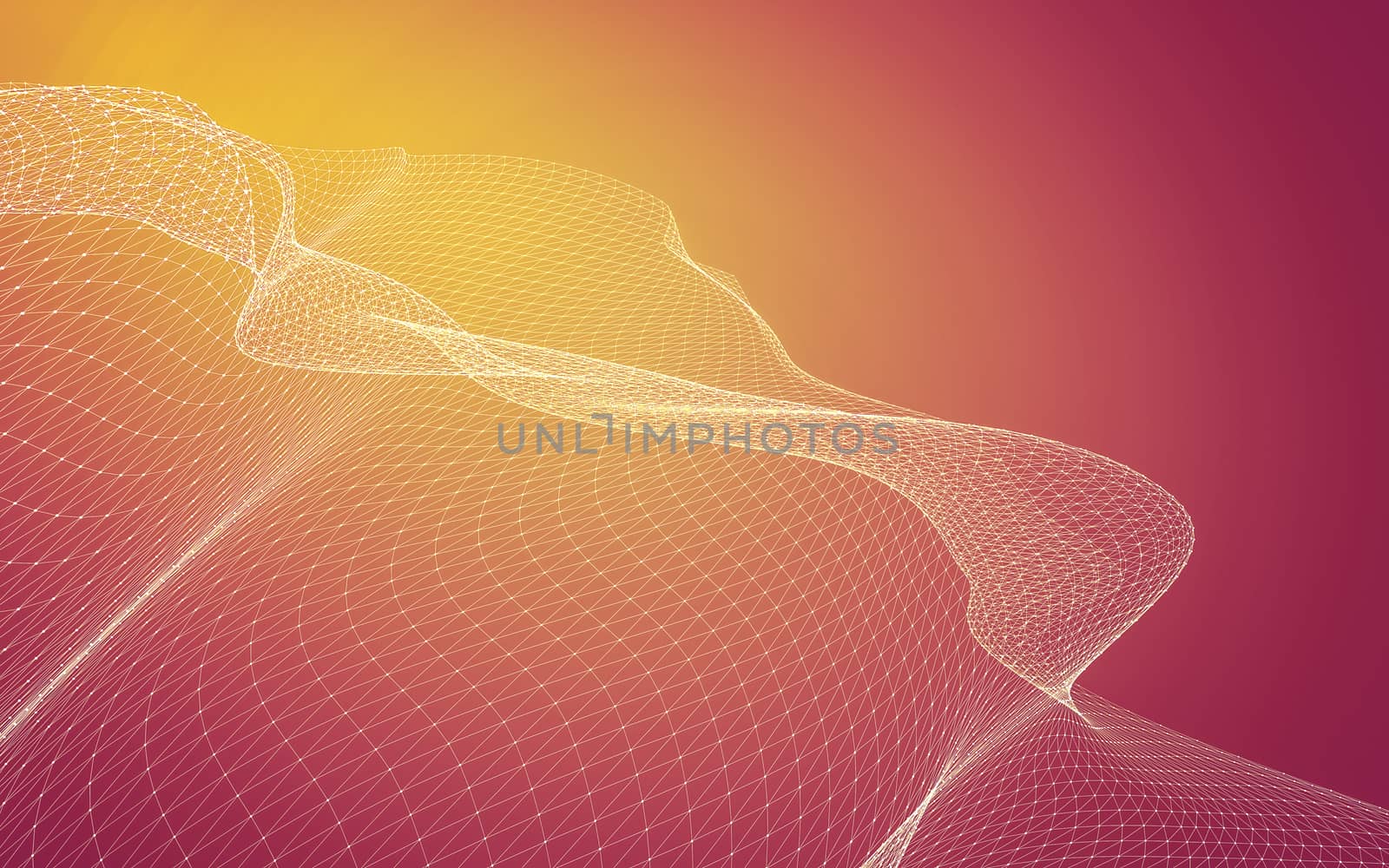 Abstract polygonal space low poly dark background with connecting dots and lines. Connection structure. 3d rendering