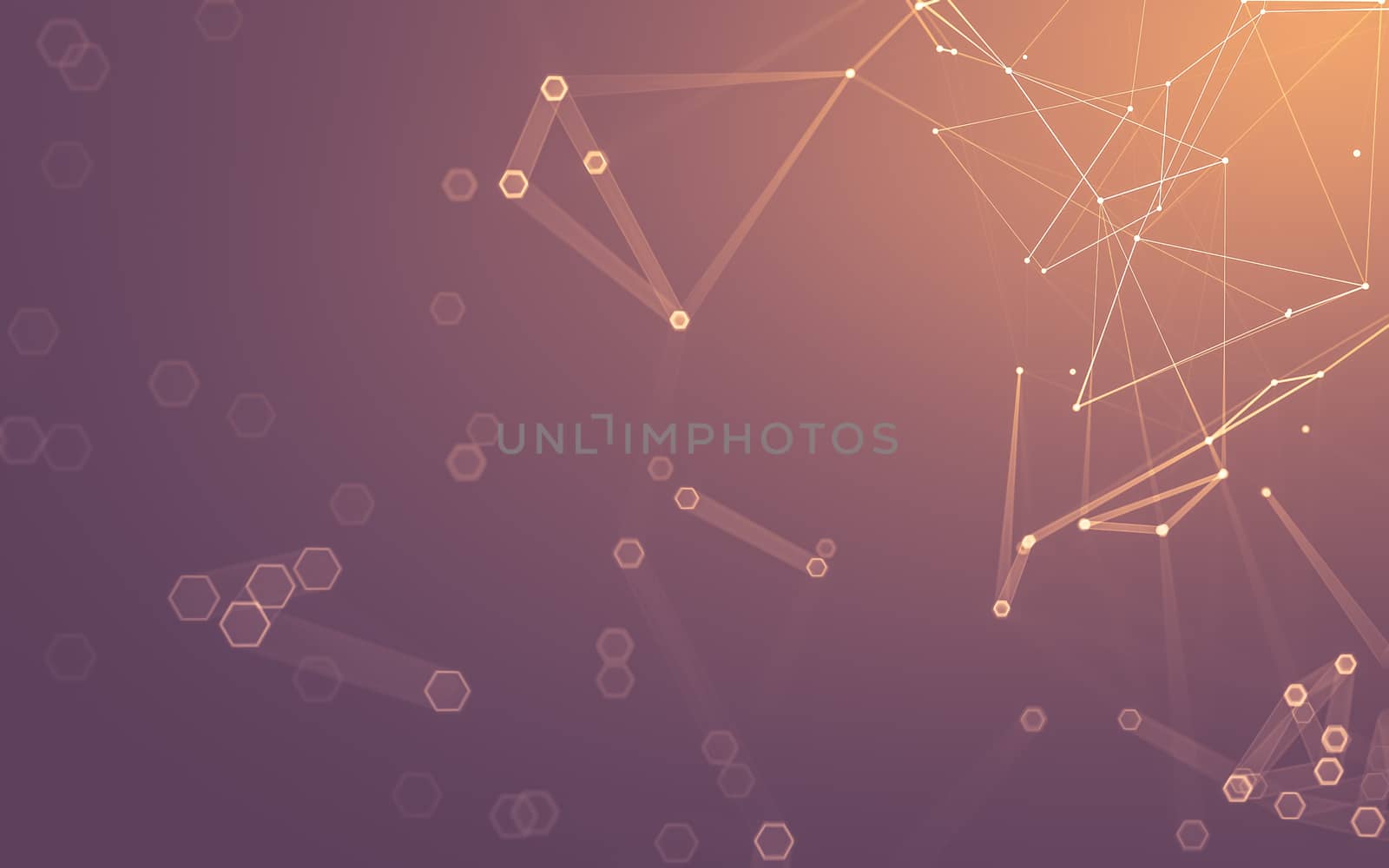 Abstract polygonal space low poly dark background with connecting dots and lines. Connection structure. 3d rendering