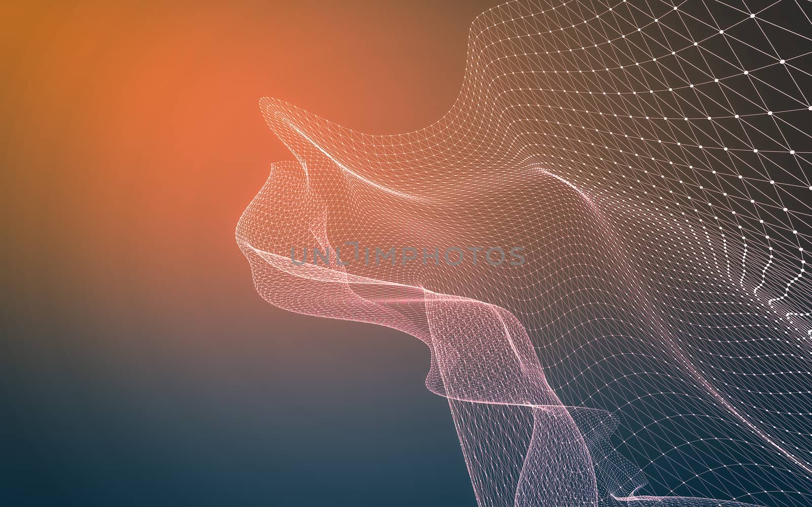 Abstract polygonal space low poly dark background with connecting dots and lines. Connection structure. 3d rendering