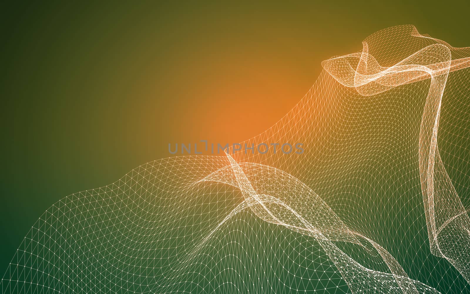 Abstract polygonal space low poly dark background with connecting dots and lines. Connection structure. 3d rendering