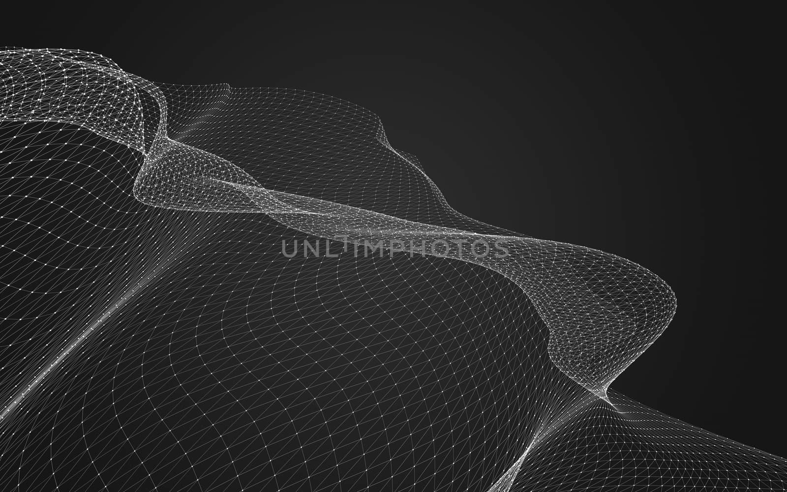 Abstract polygonal space low poly dark background with connecting dots and lines. Connection structure. 3d rendering