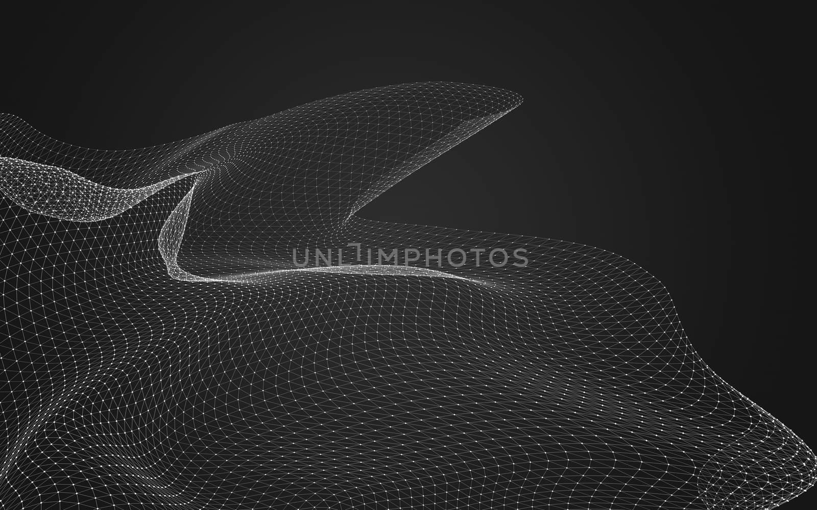 Abstract polygonal space low poly dark background with connecting dots and lines. Connection structure. 3d rendering