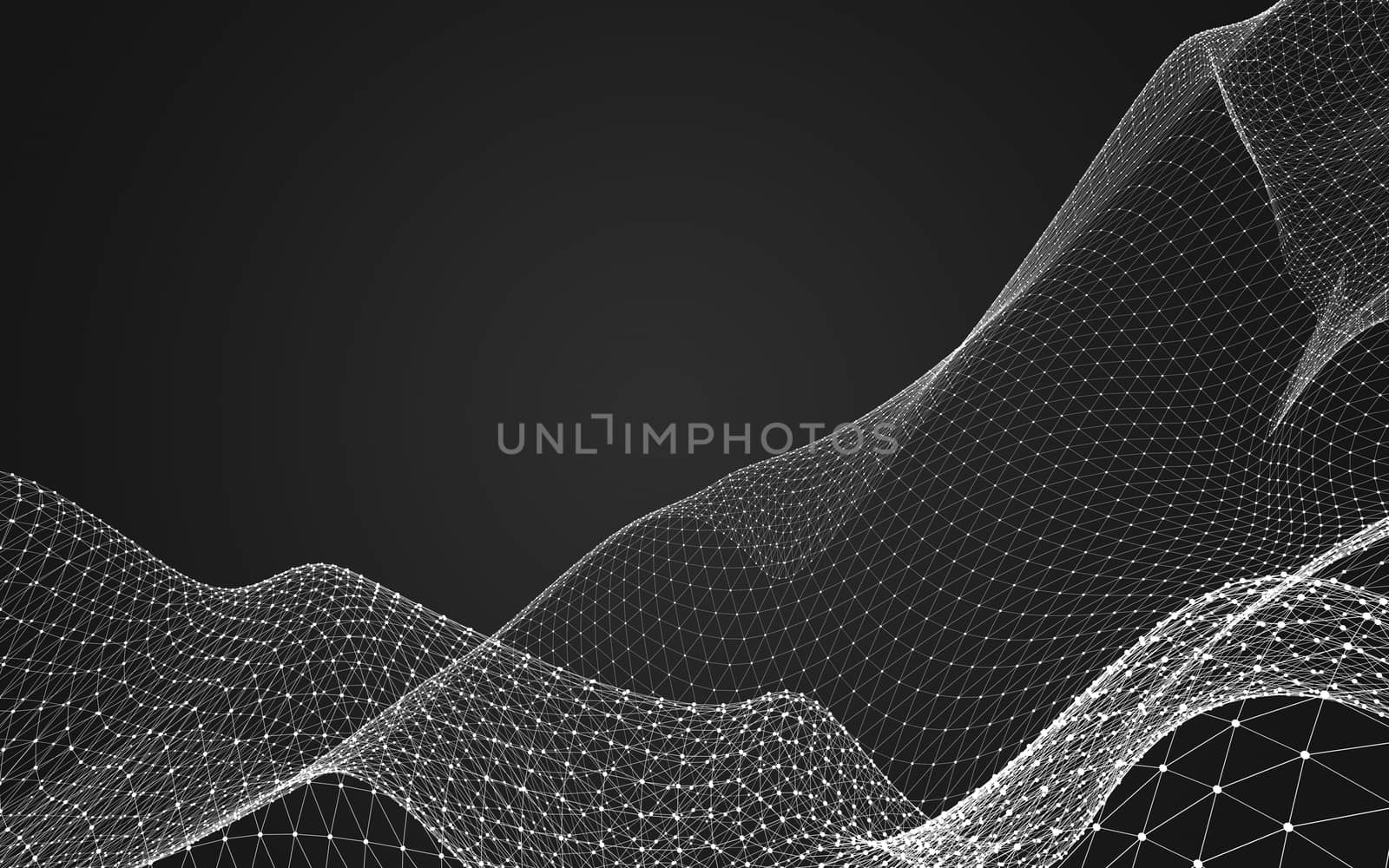 Abstract polygonal space low poly dark background with connecting dots and lines. Connection structure. 3d rendering