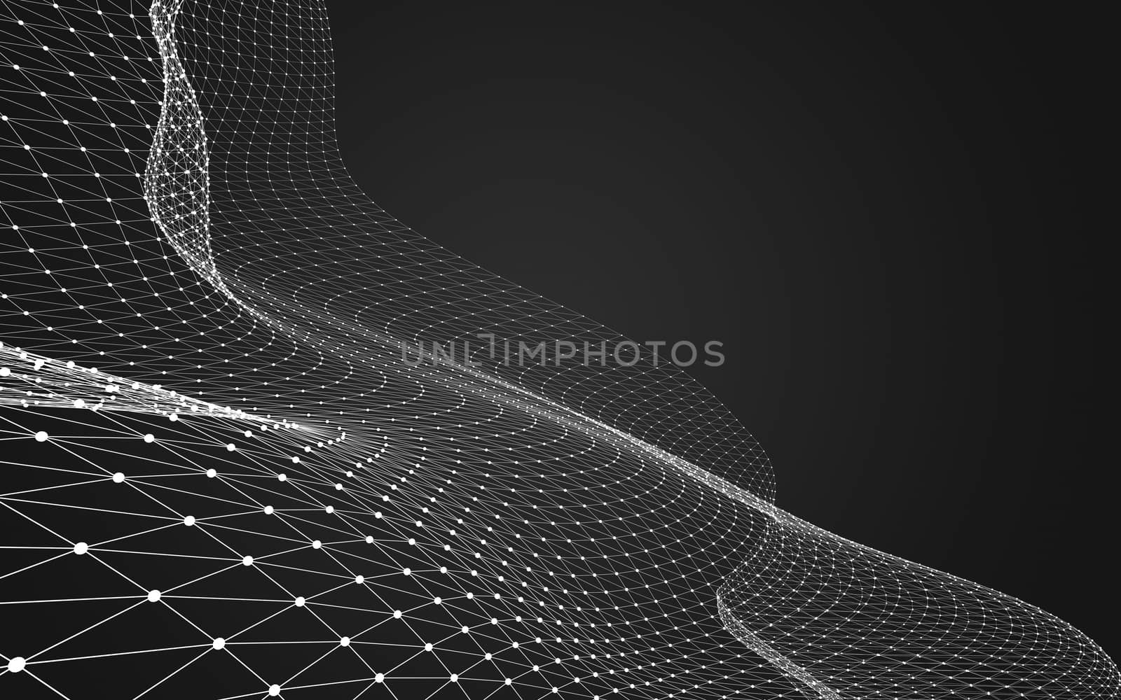 Abstract polygonal space low poly dark background with connecting dots and lines. Connection structure. 3d rendering