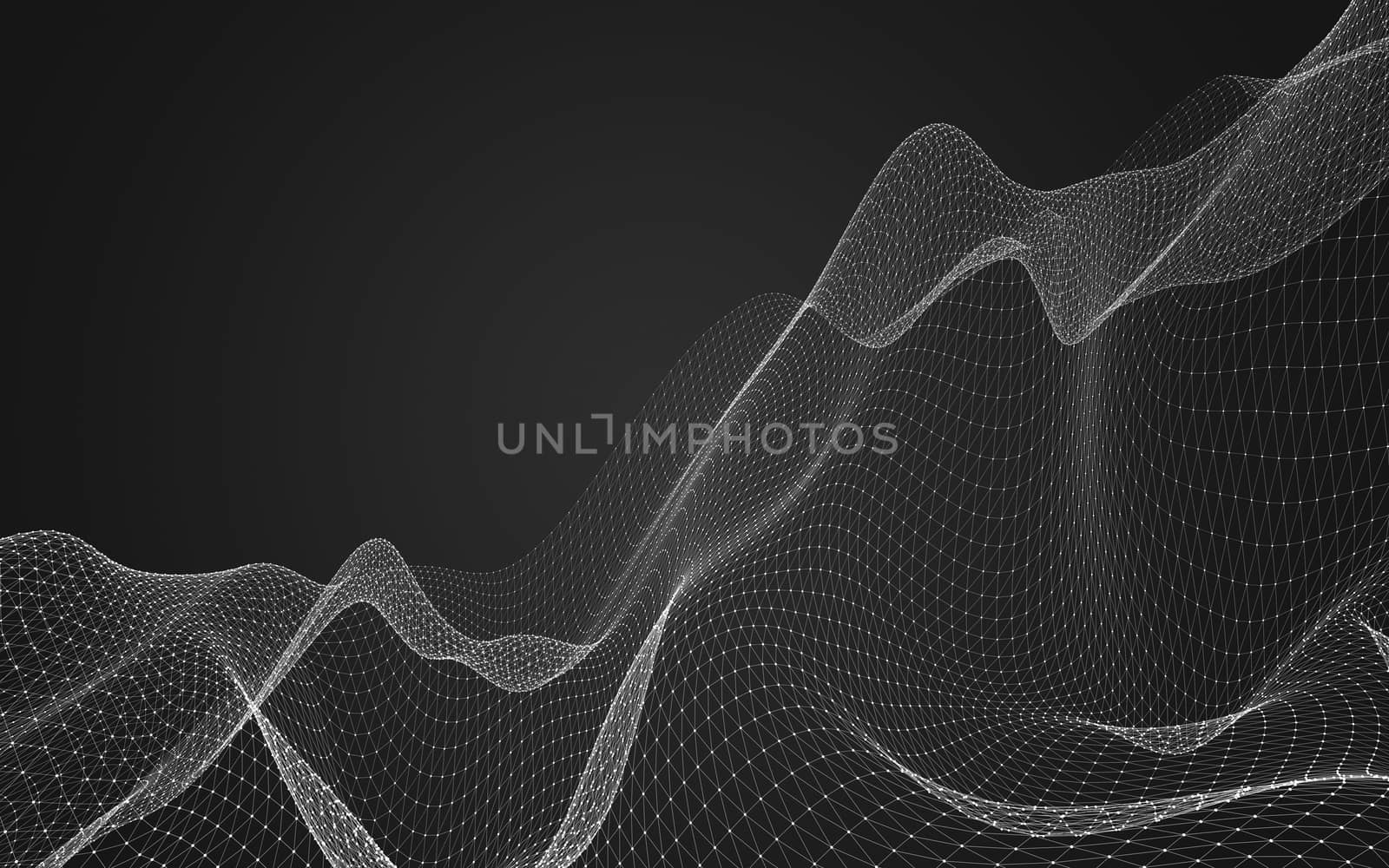 Abstract polygonal space low poly dark background with connecting dots and lines. Connection structure. 3d rendering