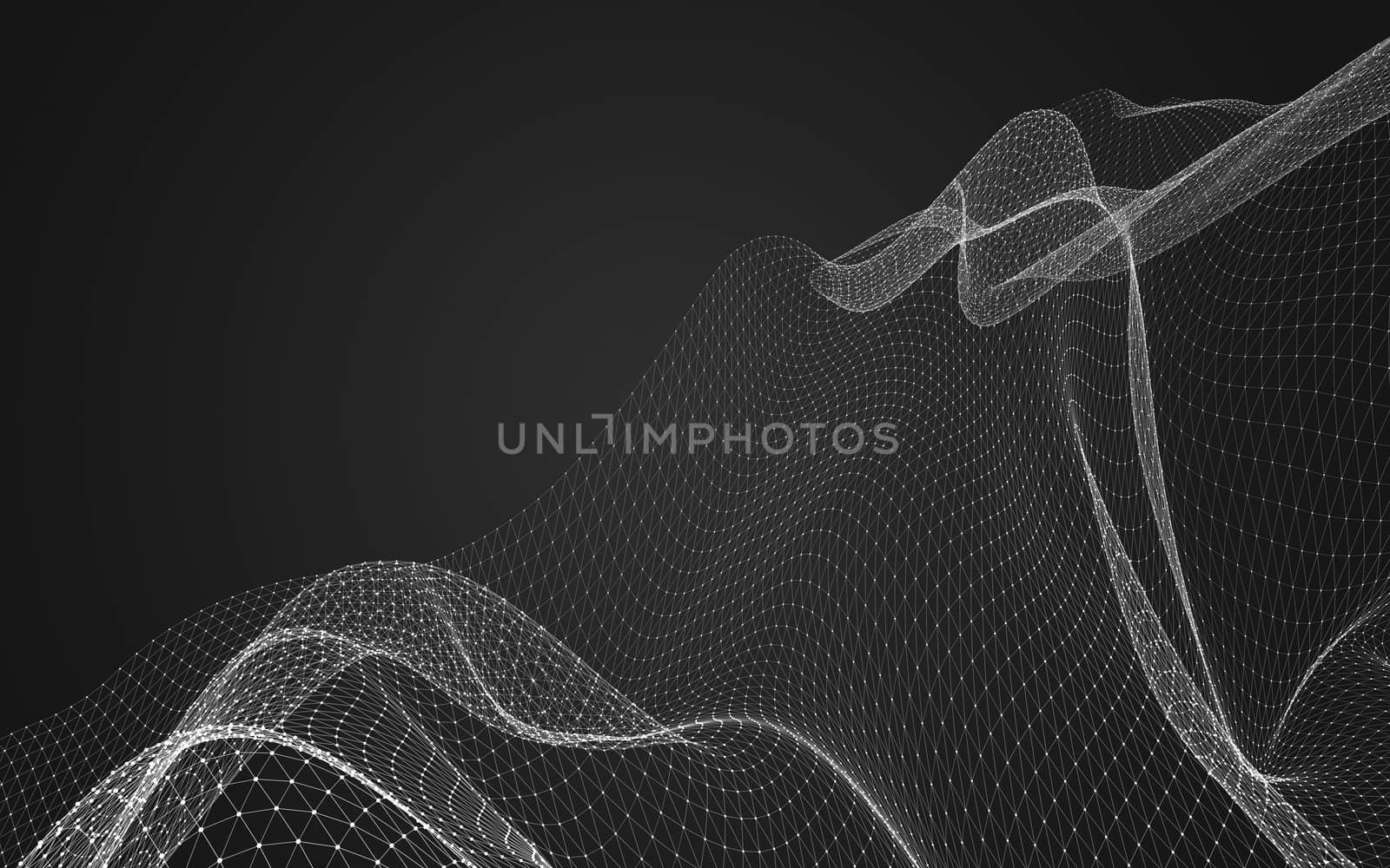 Abstract polygonal space low poly dark background, 3d rendering by teerawit