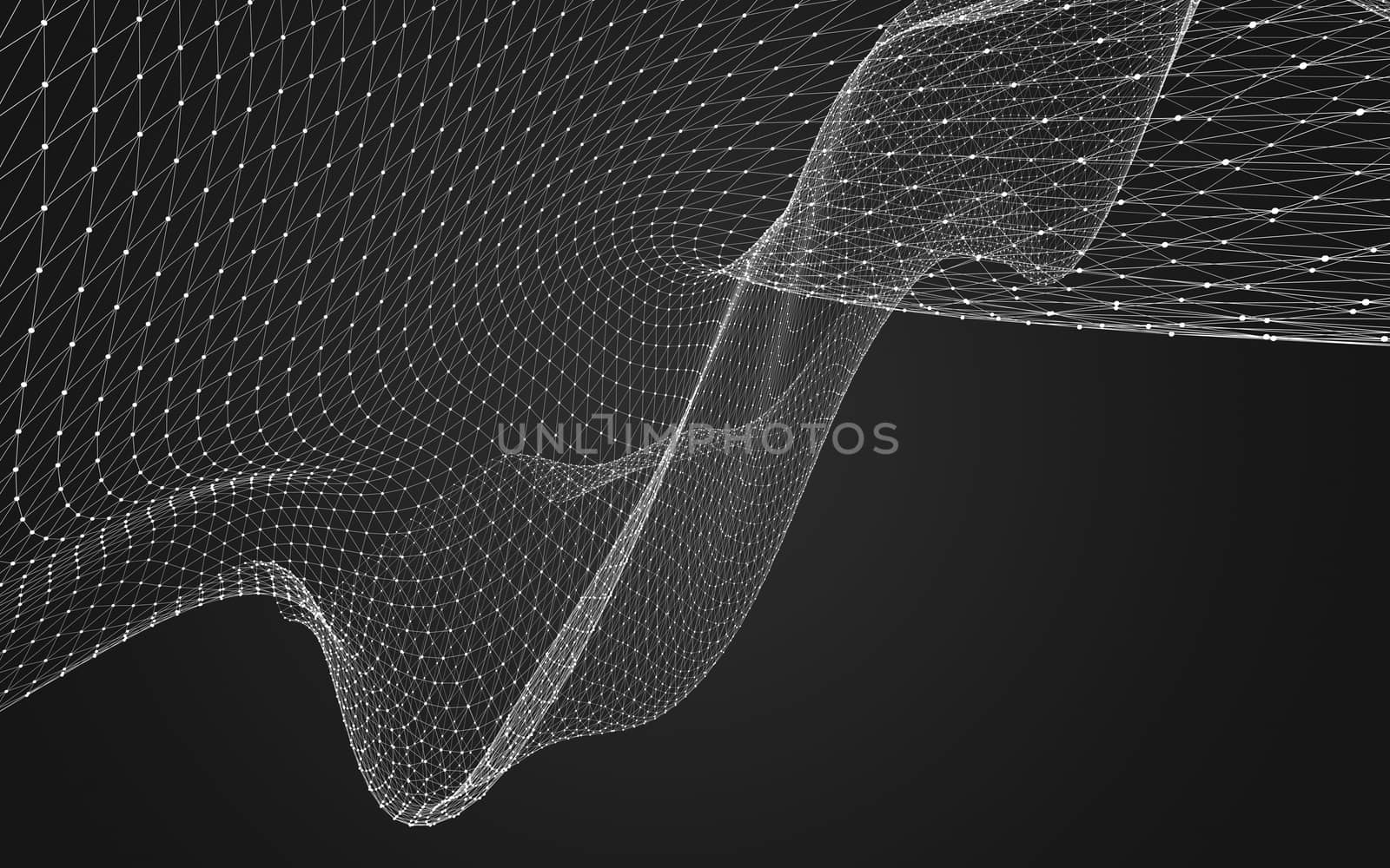 Abstract polygonal space low poly dark background with connecting dots and lines. Connection structure. 3d rendering