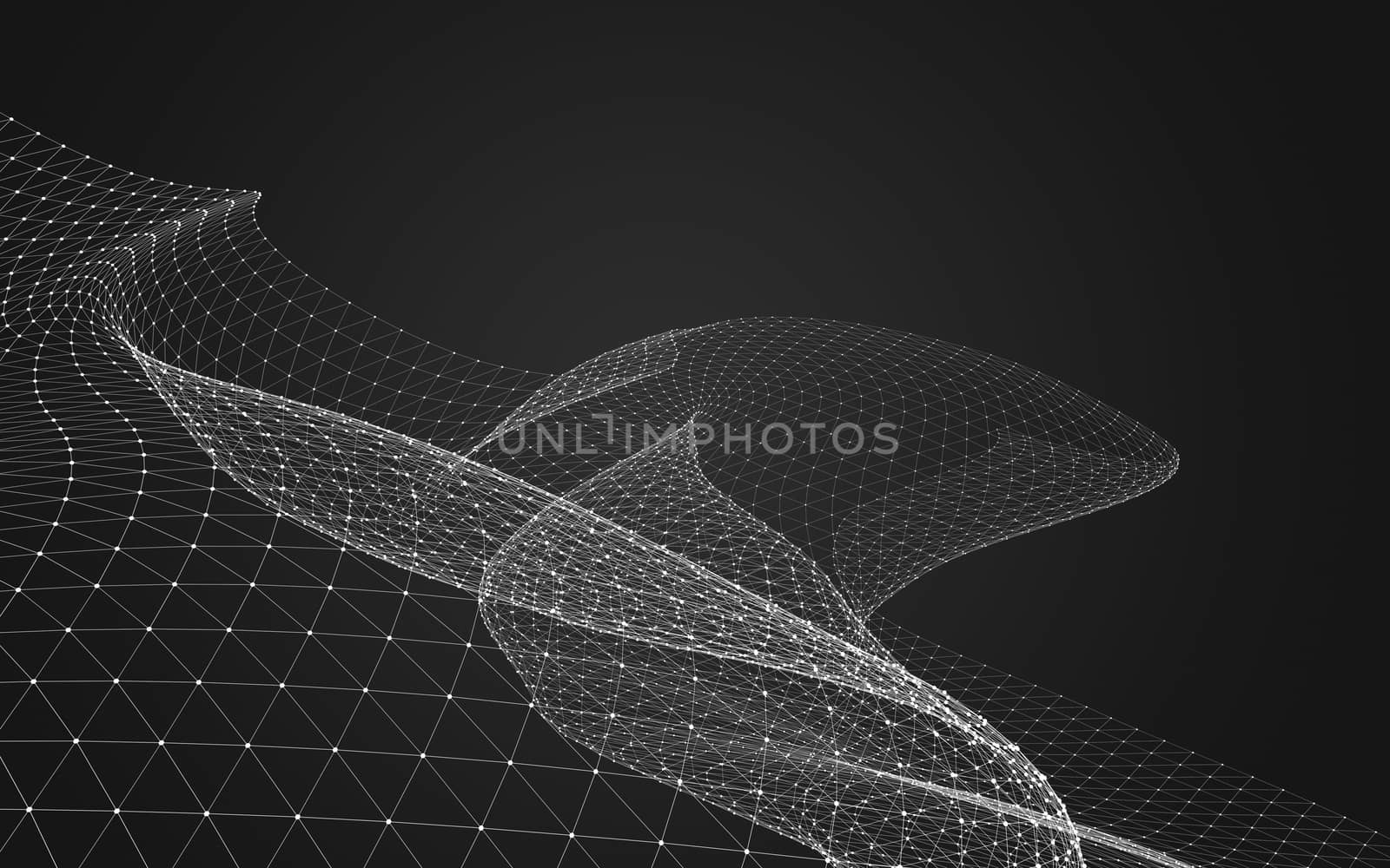 Abstract polygonal space low poly dark background, 3d rendering by teerawit