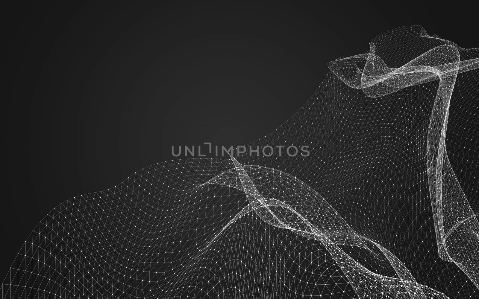 Abstract polygonal space low poly dark background with connecting dots and lines. Connection structure. 3d rendering