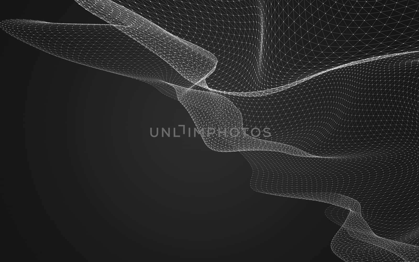 Abstract polygonal space low poly dark background with connecting dots and lines. Connection structure. 3d rendering