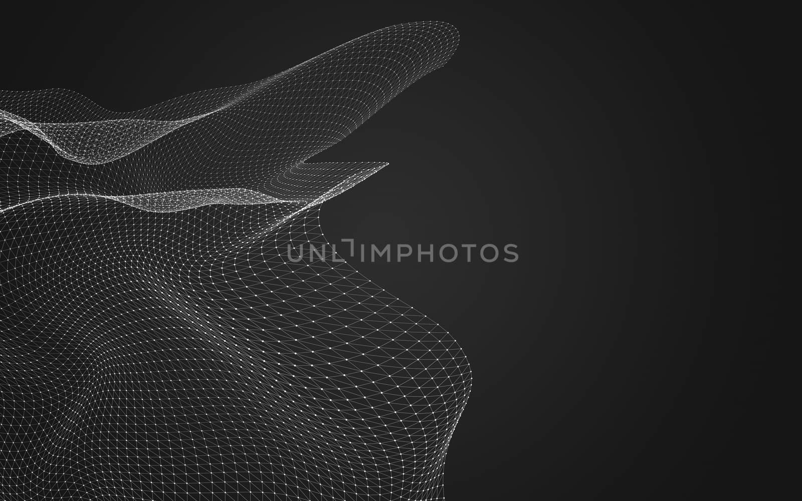 Abstract polygonal space low poly dark background with connecting dots and lines. Connection structure. 3d rendering