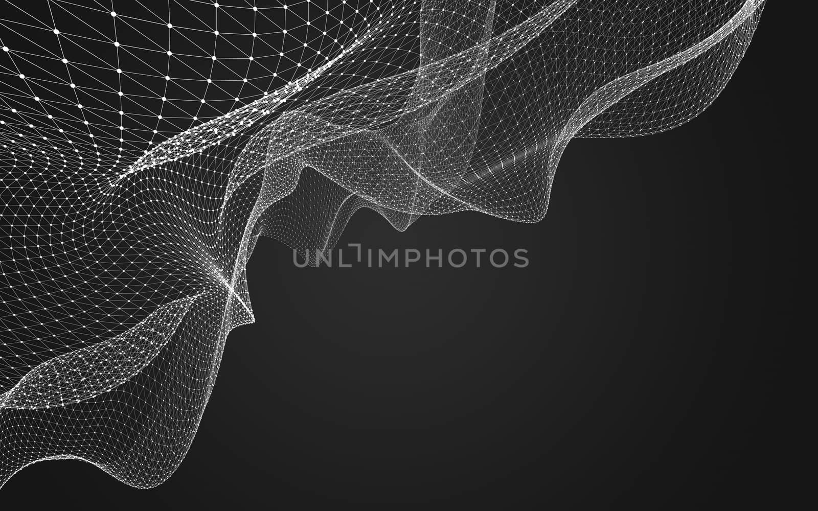 Abstract polygonal space low poly dark background, 3d rendering by teerawit