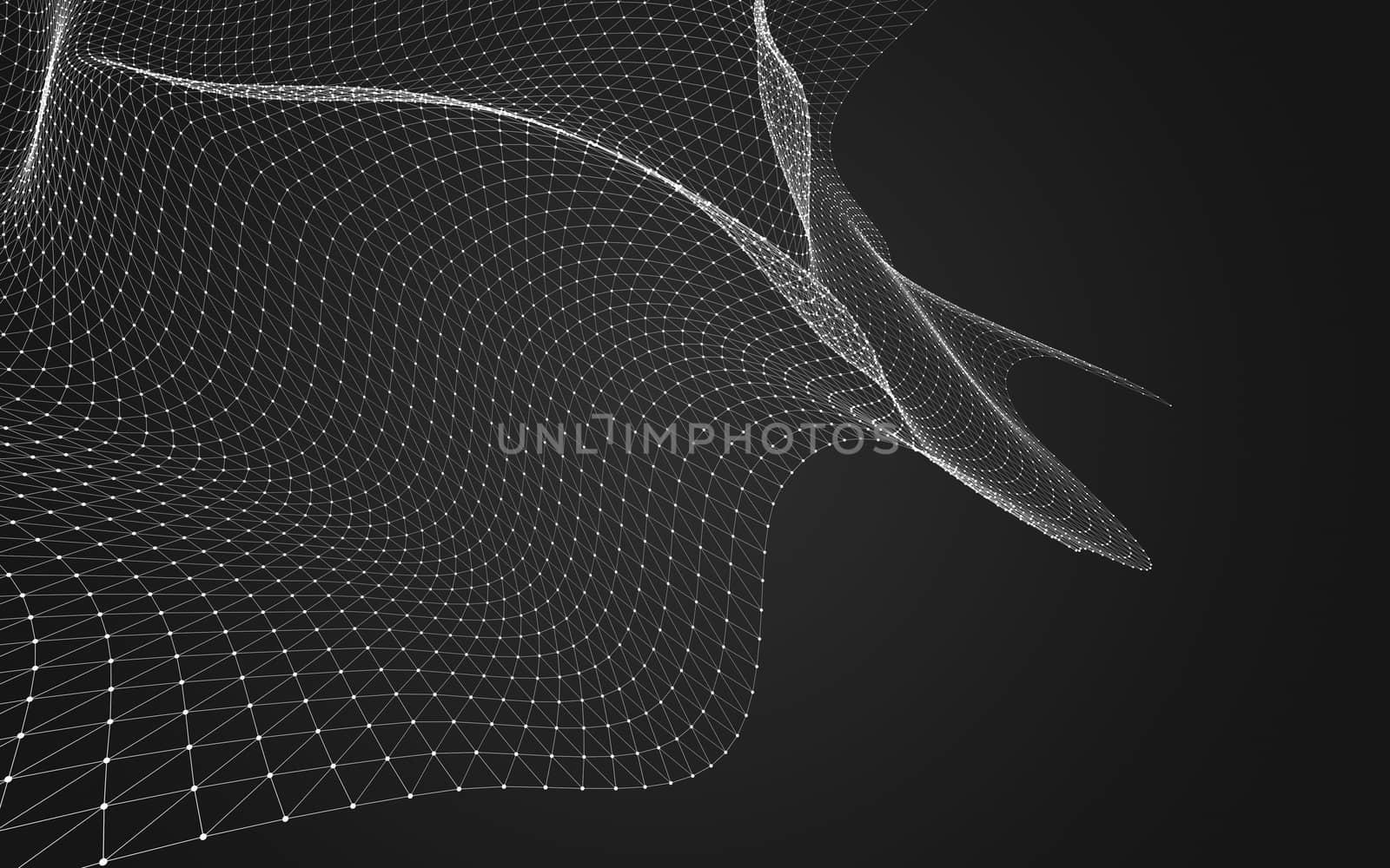 Abstract polygonal space low poly dark background, 3d rendering by teerawit