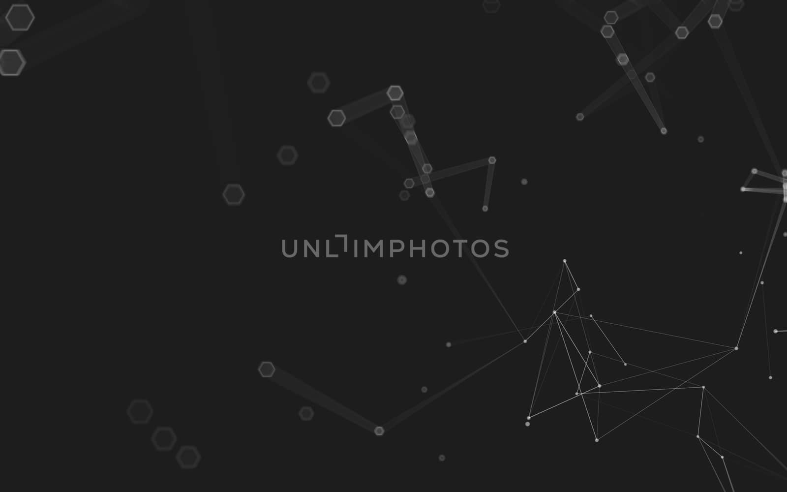 Abstract polygonal space low poly dark background with connecting dots and lines. Connection structure. 3d rendering