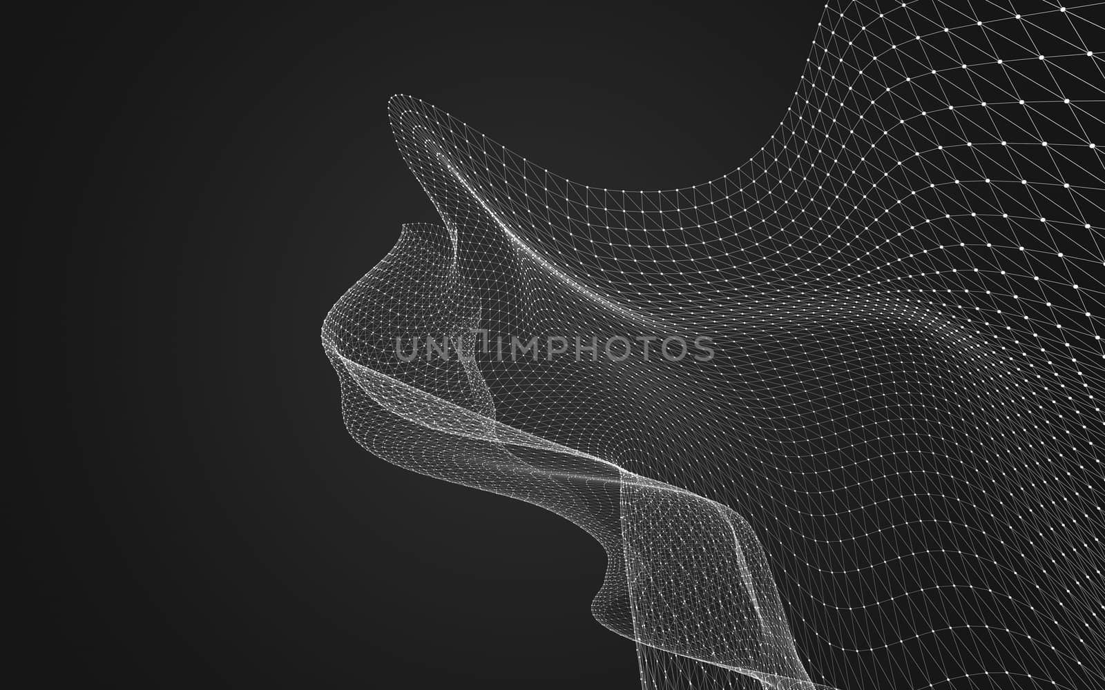 Abstract polygonal space low poly dark background with connecting dots and lines. Connection structure. 3d rendering