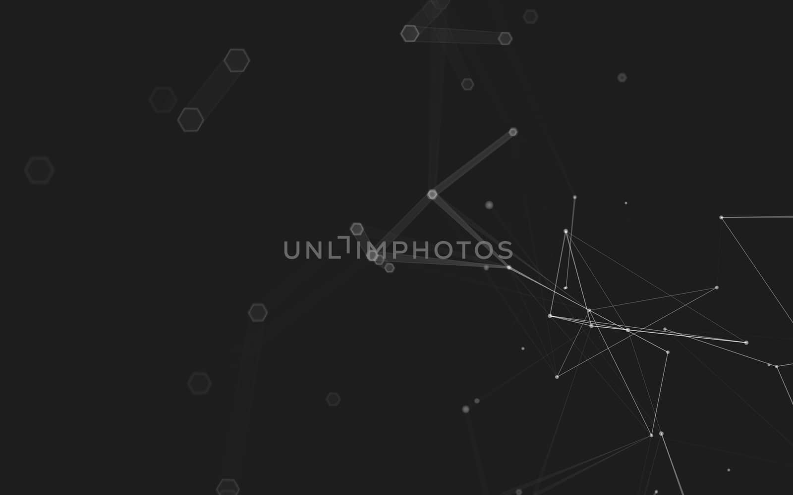 Abstract polygonal space low poly dark background with connecting dots and lines. Connection structure. 3d rendering