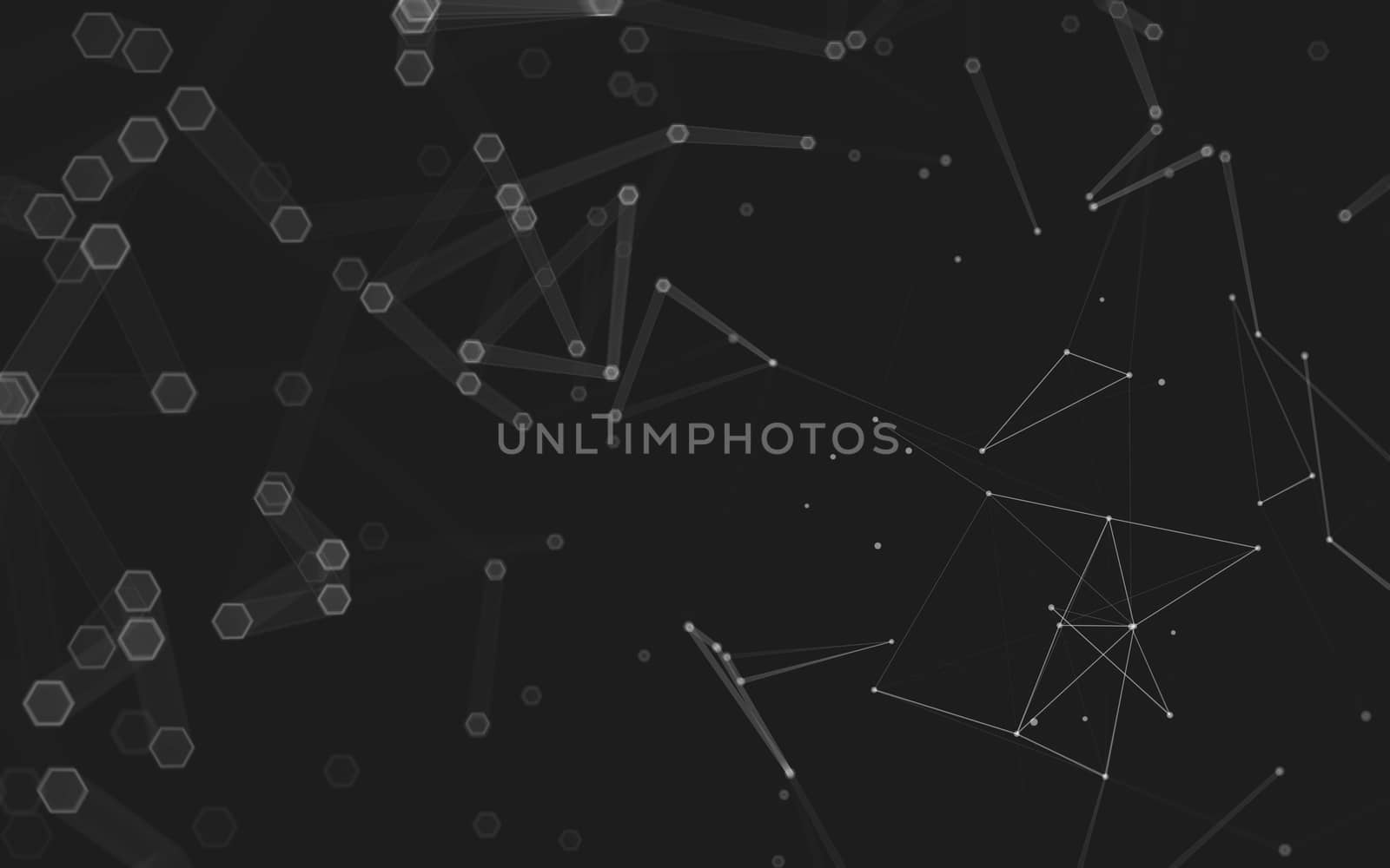 Abstract polygonal space low poly dark background with connecting dots and lines. Connection structure. 3d rendering