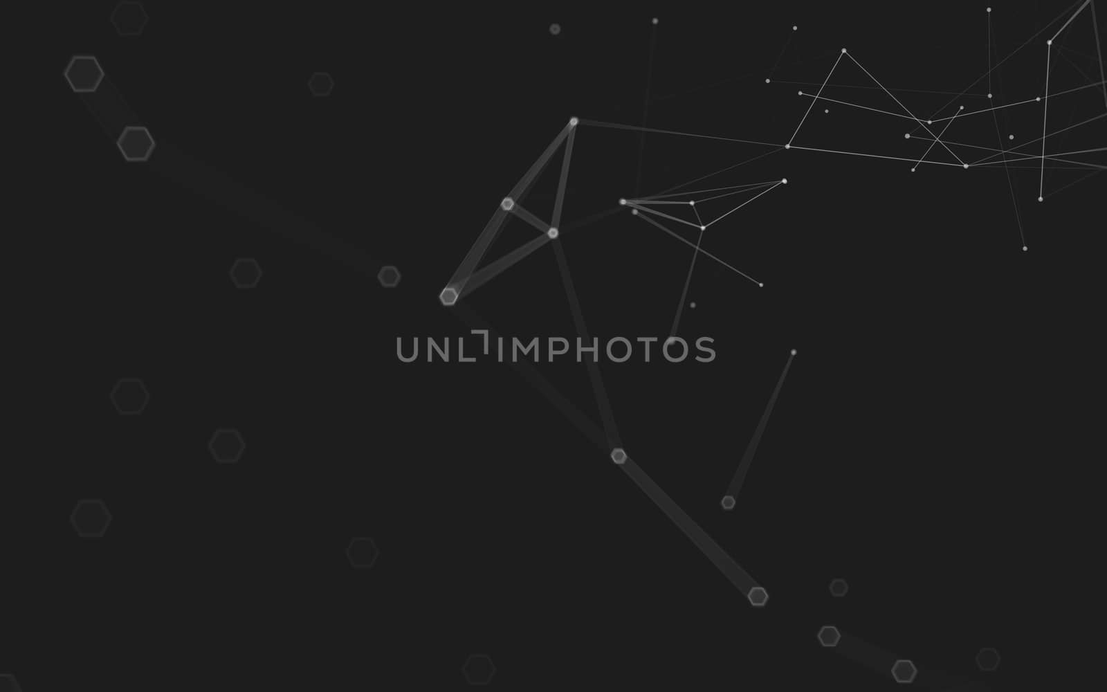 Abstract polygonal space low poly dark background with connecting dots and lines. Connection structure. 3d rendering