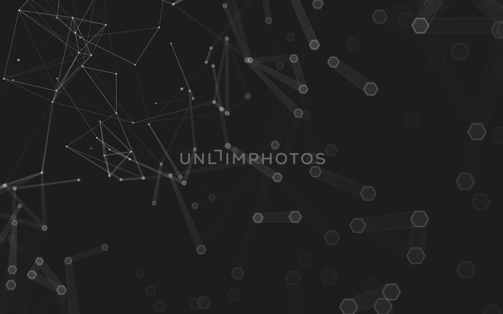 Abstract polygonal space low poly dark background with connecting dots and lines. Connection structure. 3d rendering