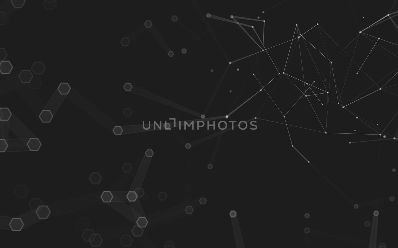 Abstract polygonal space low poly dark background with connecting dots and lines. Connection structure. 3d rendering