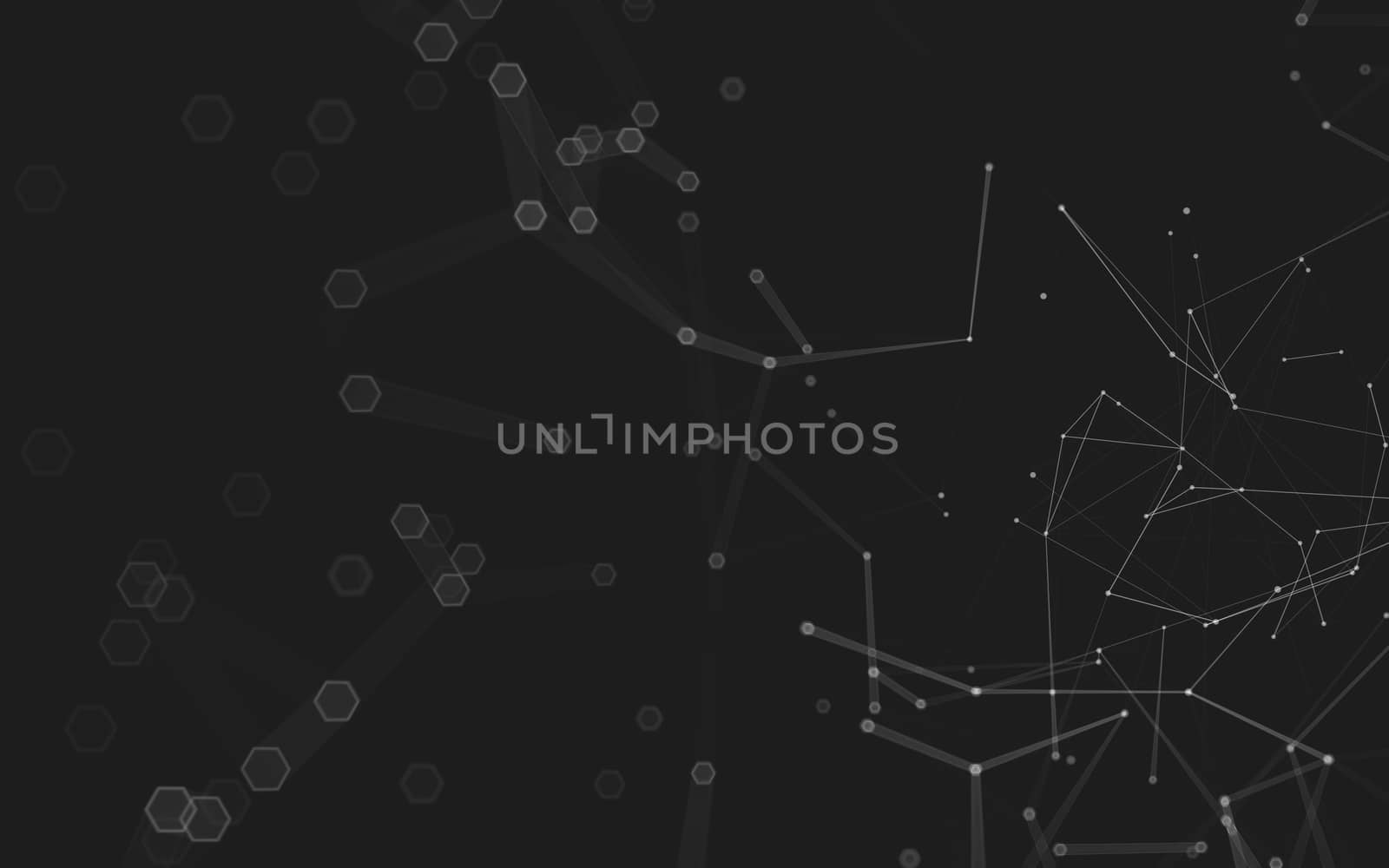 Abstract polygonal space low poly dark background with connecting dots and lines. Connection structure. 3d rendering