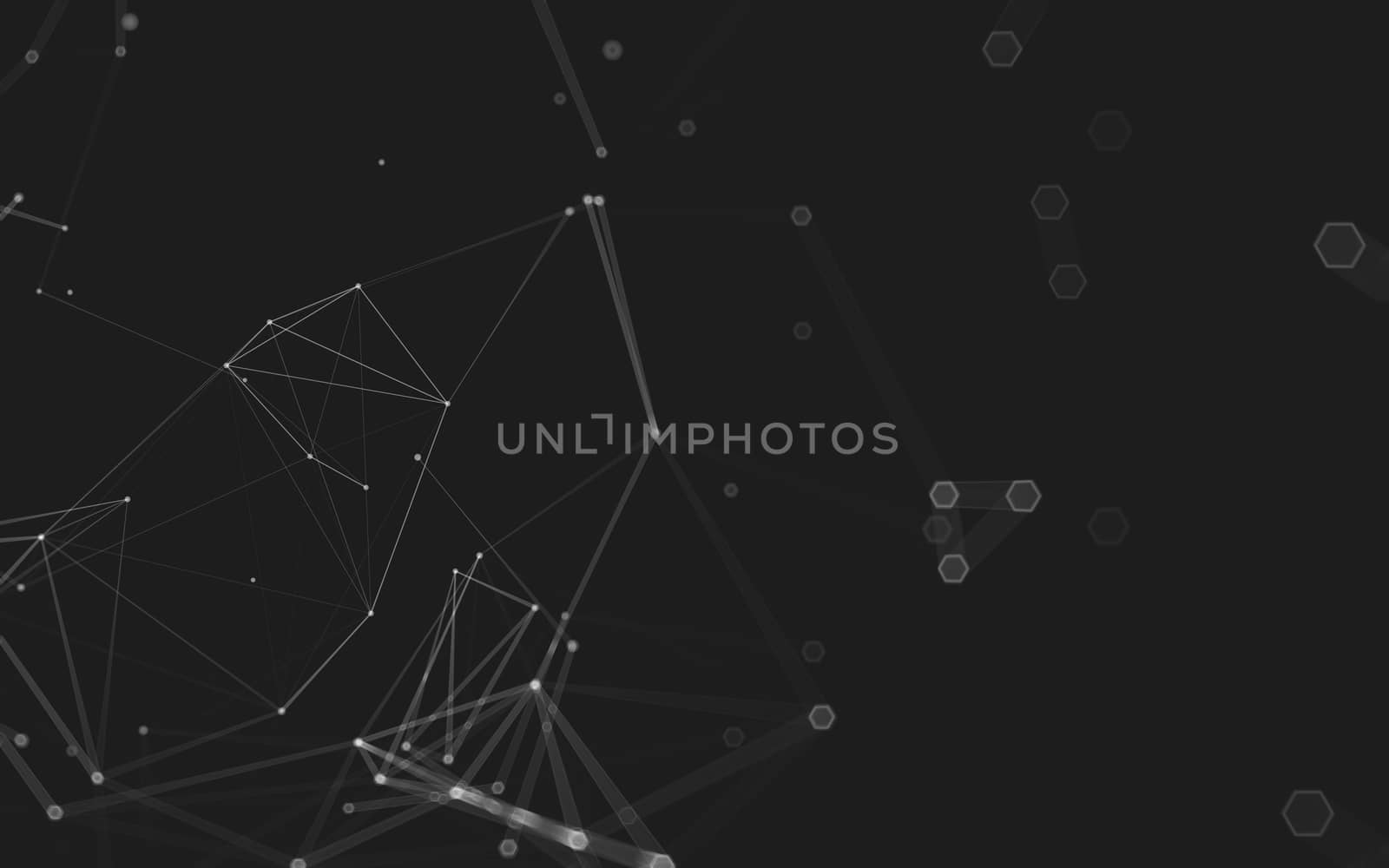 Abstract polygonal space low poly dark background with connecting dots and lines. Connection structure. 3d rendering