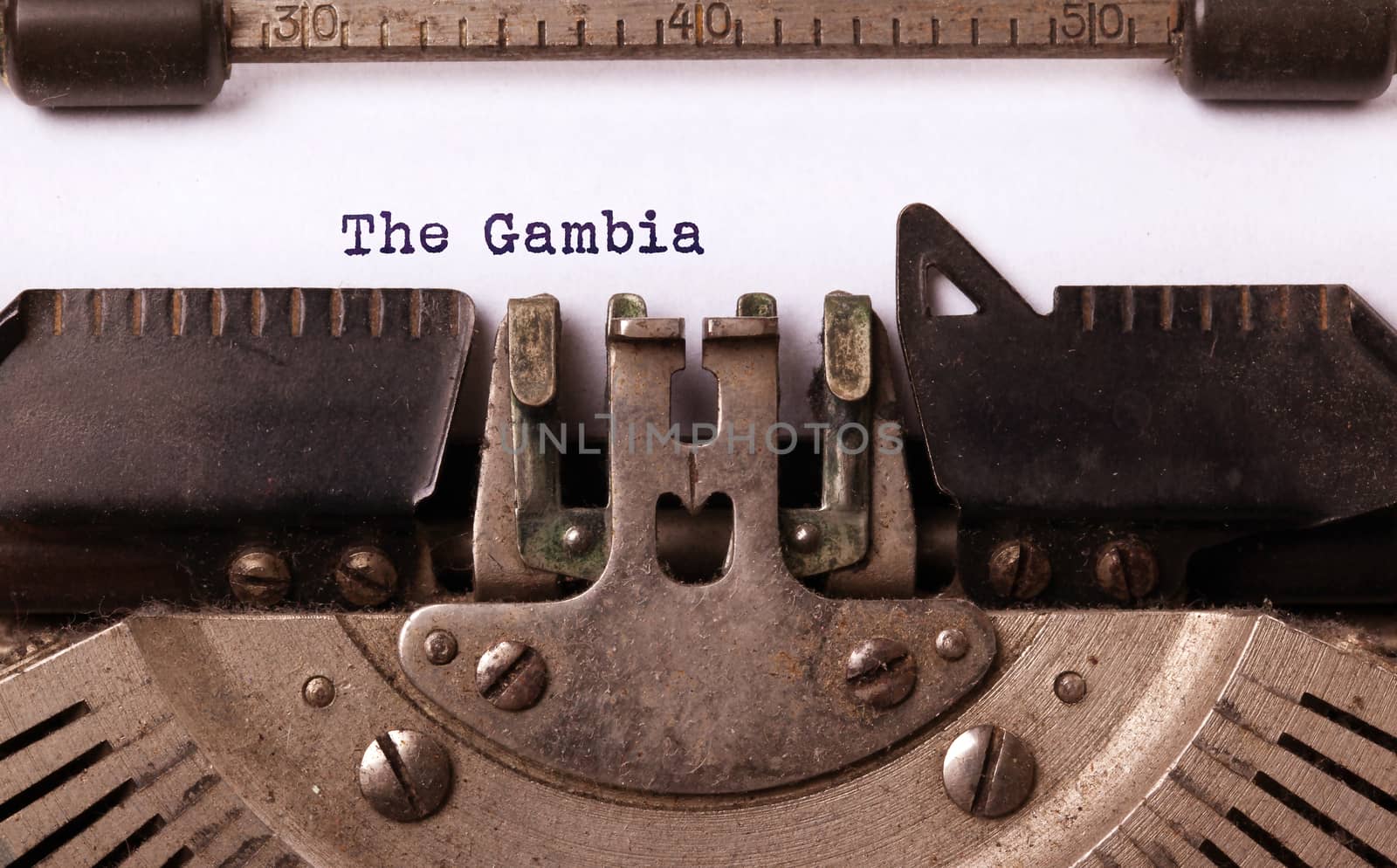 Inscription made by vinrage typewriter, country, The Gambia