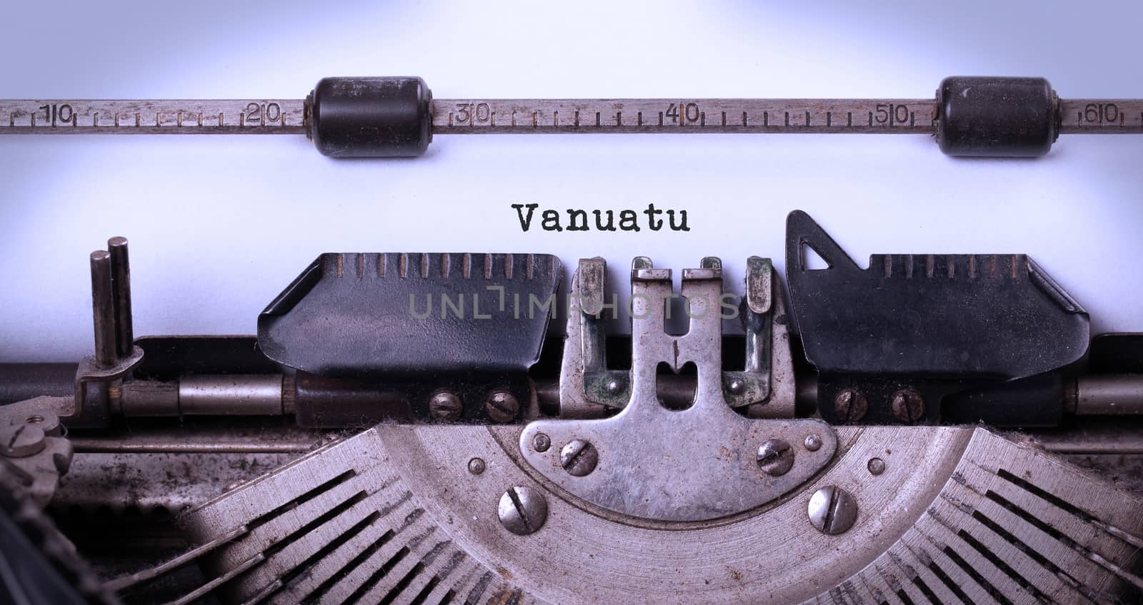 Inscription made by vintage typewriter, country, Vanuatu