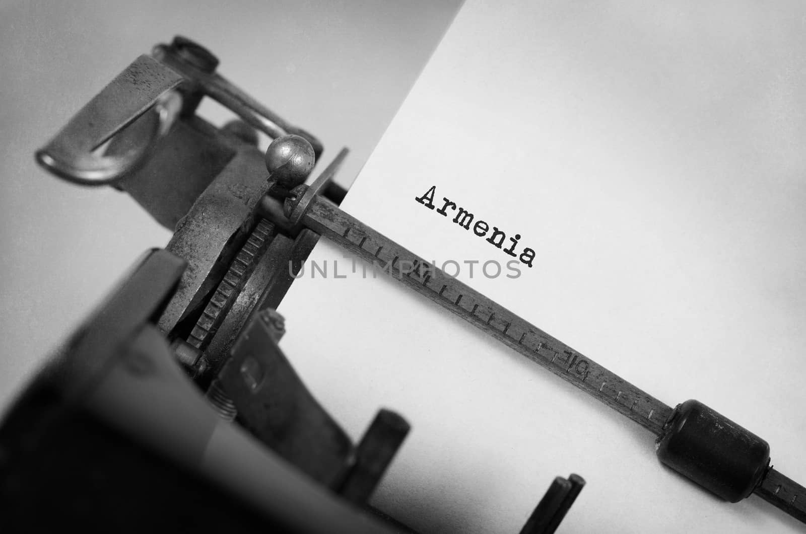 Inscription made by vinrage typewriter, country, Armenia