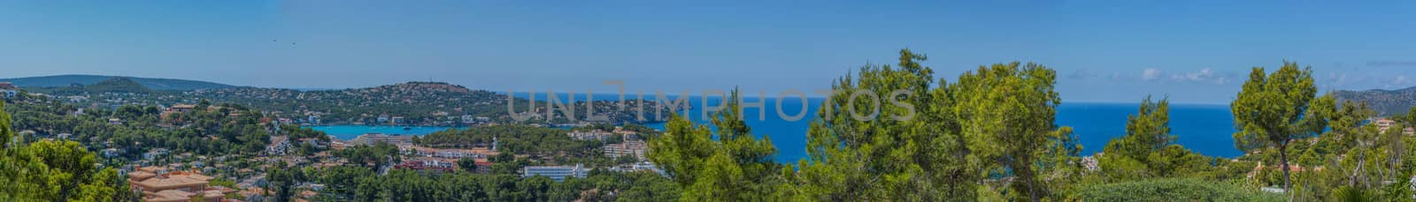 Panorama of the bay Paguera photographed from the mountain in Costa de la Calma.