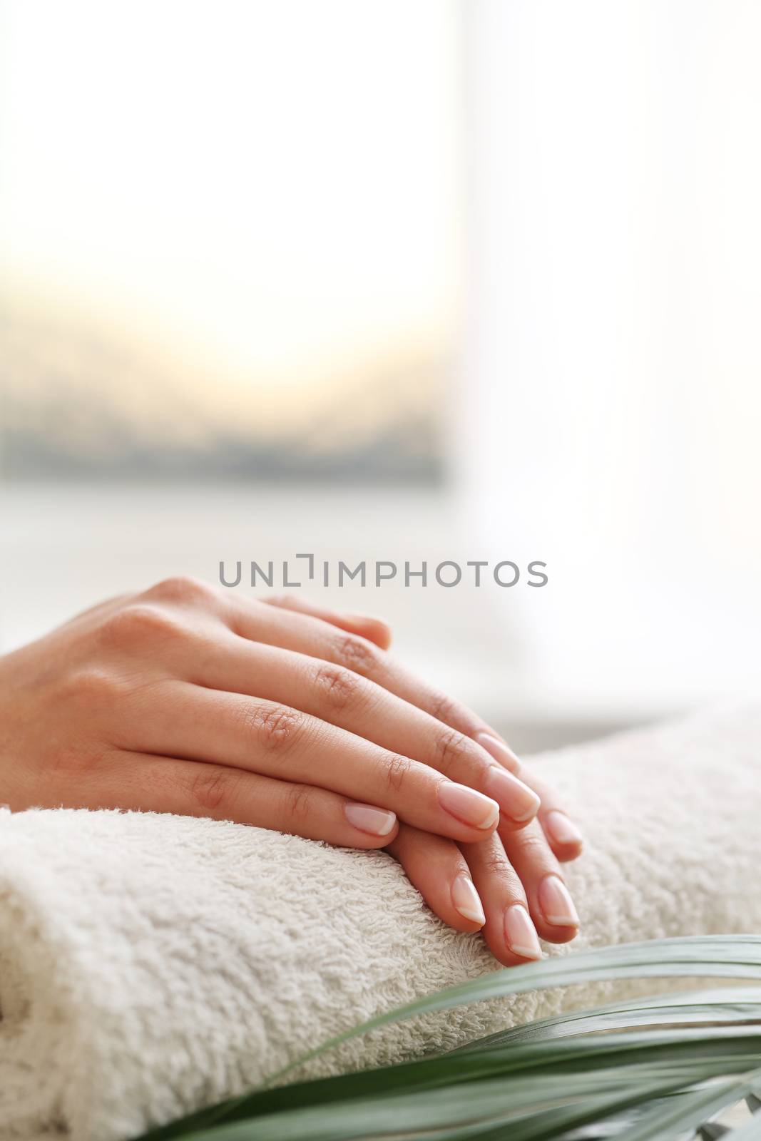 Skin care. Hands in close-up