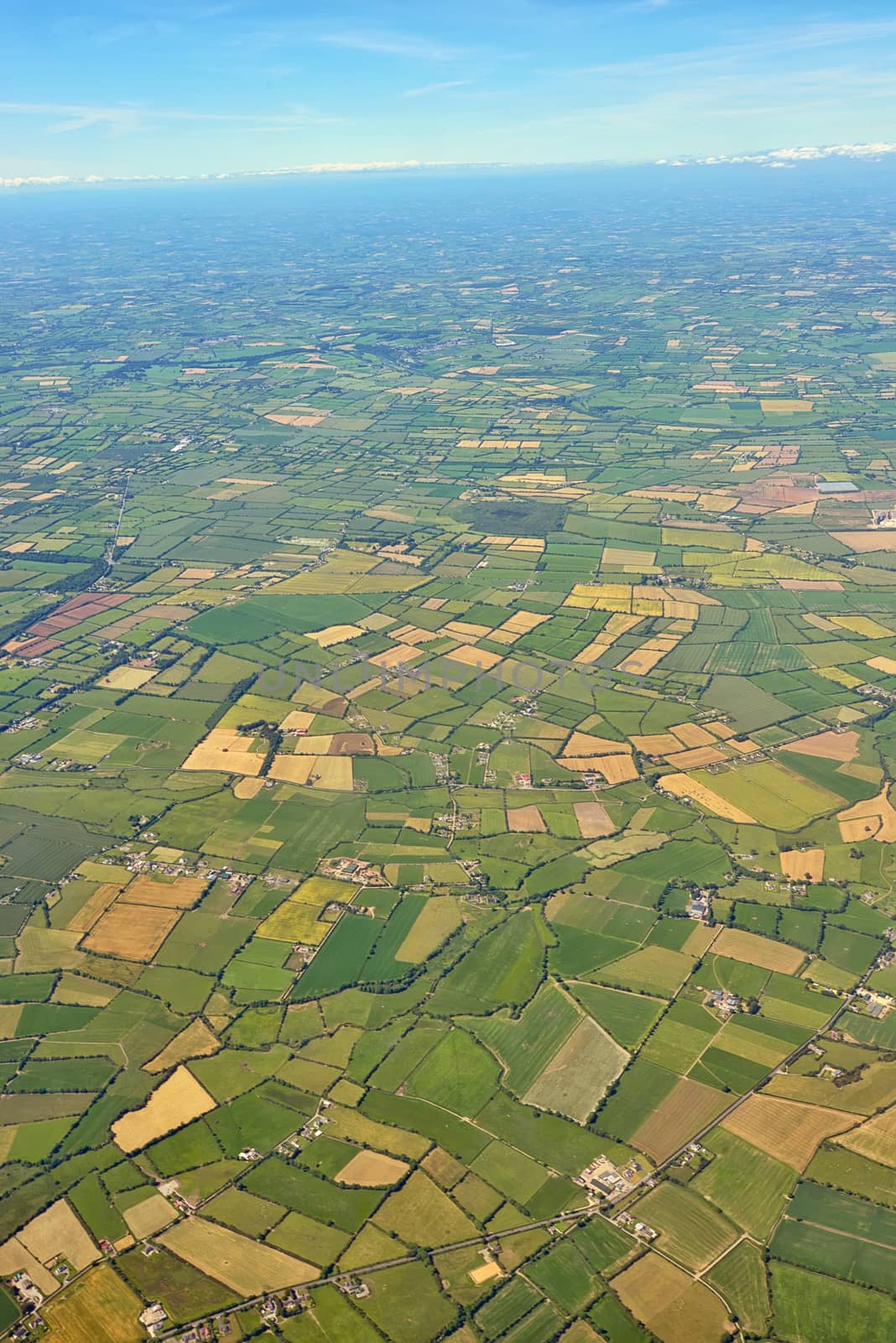 aerial view on the cultivated land