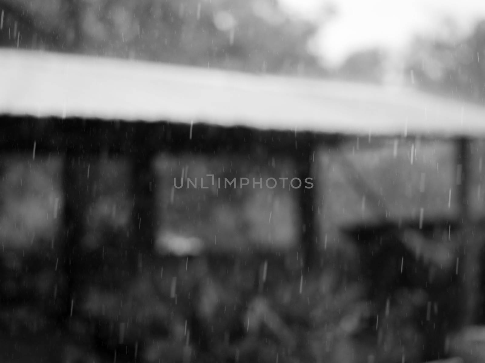 BLACK AND WHITE PHOTO OF BLURRY SHOT OF RAINDROPS