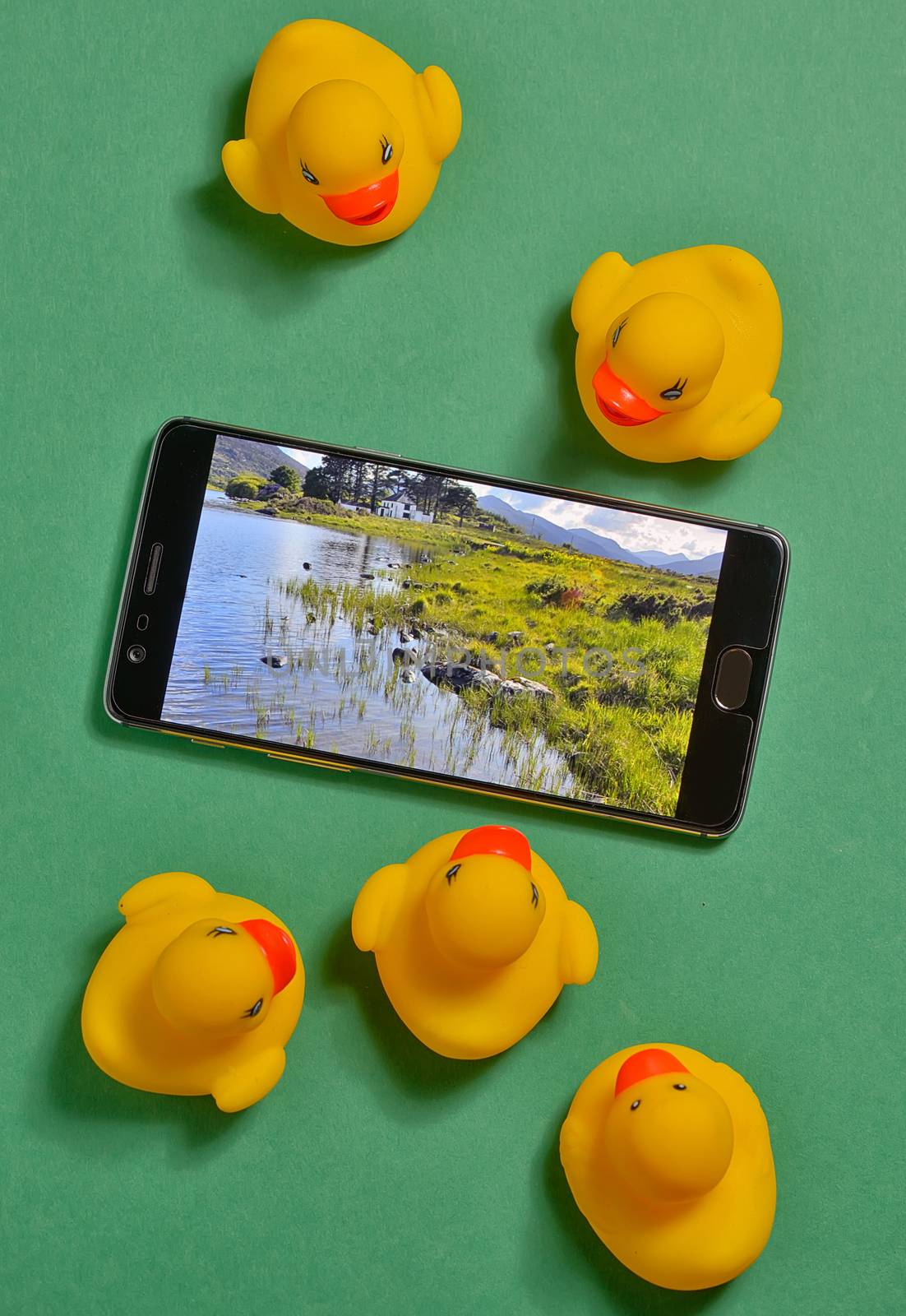Yellow rubber duck and smartphone concept by jordachelr