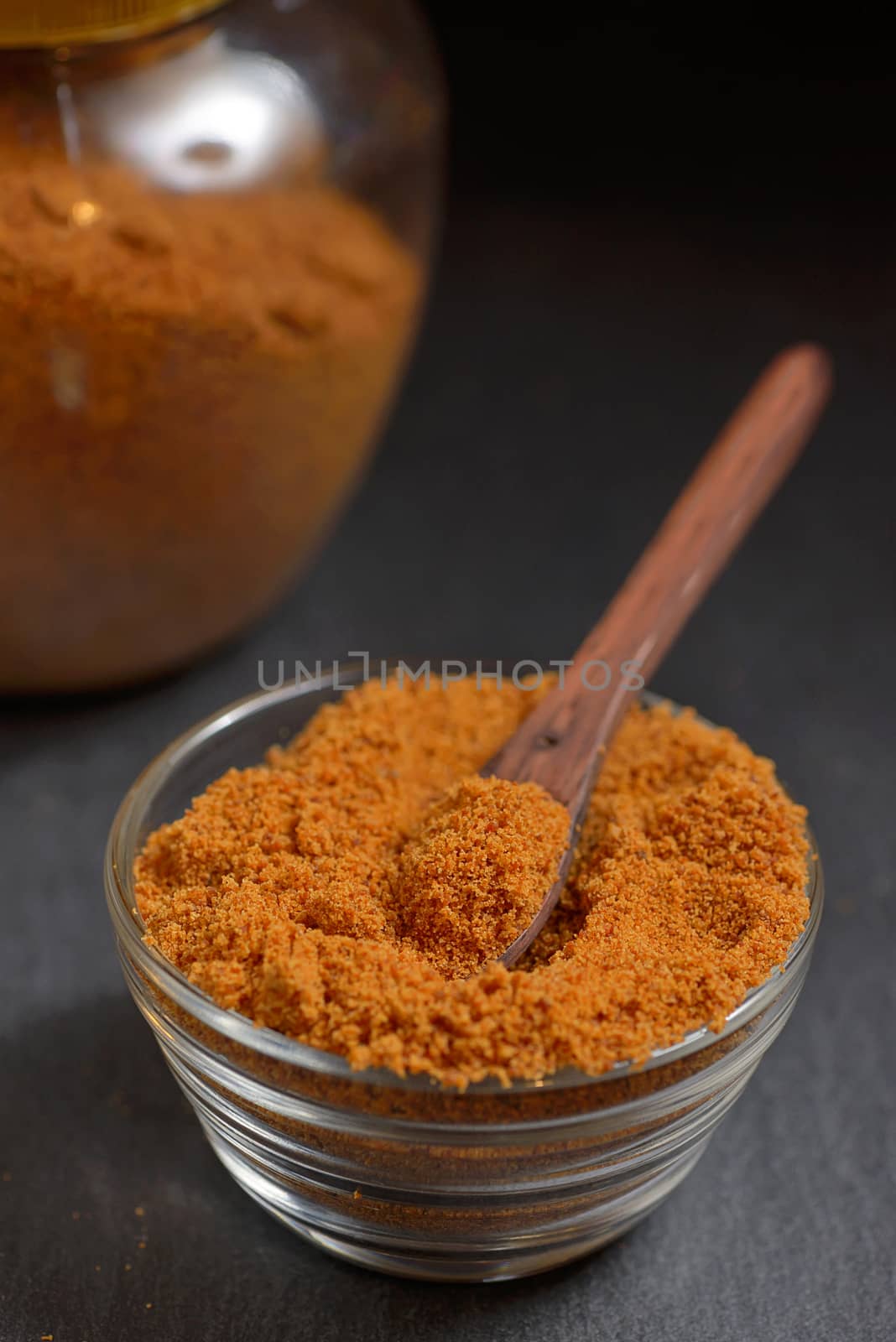 Coconut palm sugar on ardesia plate