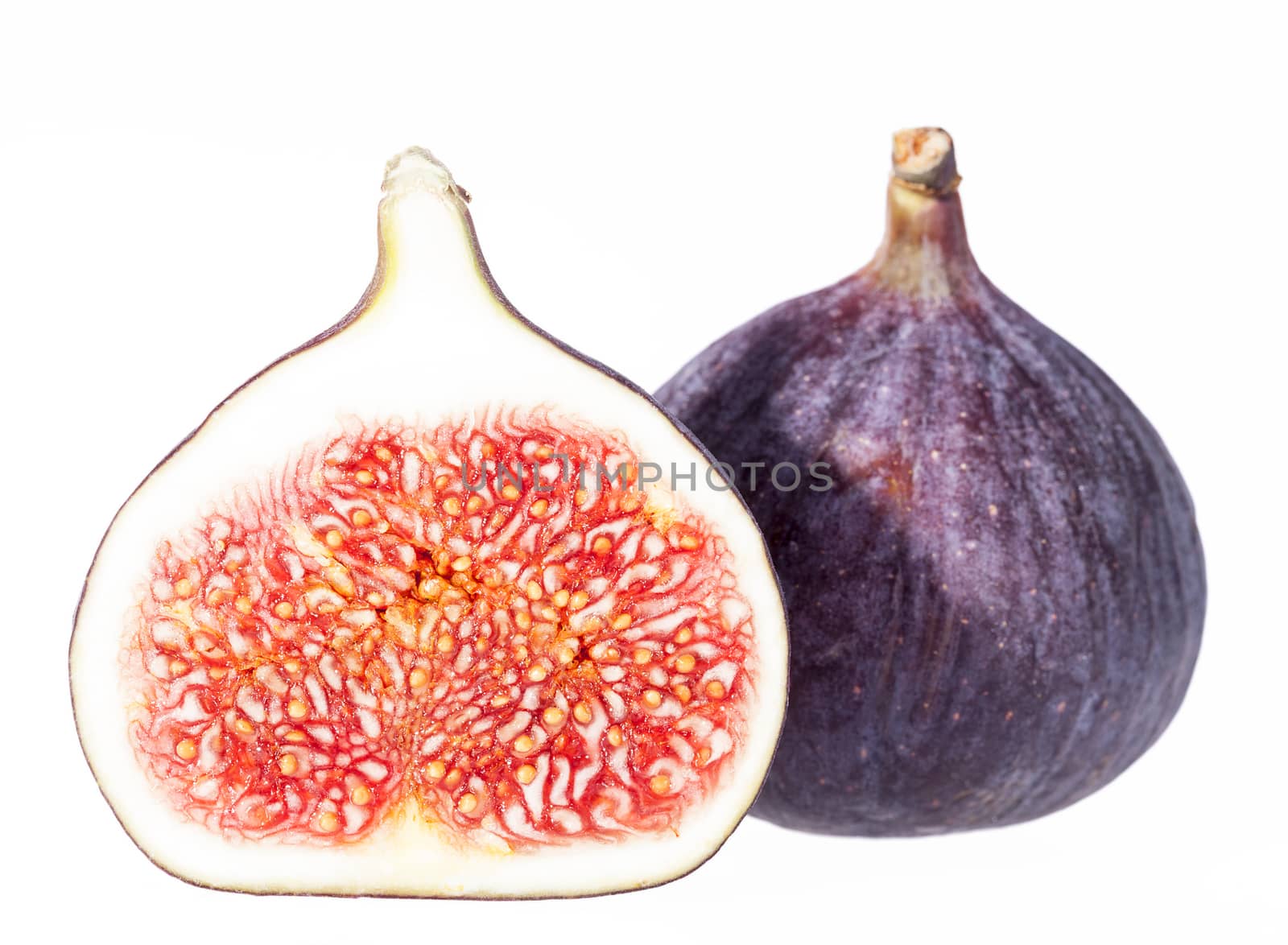 Fruits of fresh figs isolated on white background.