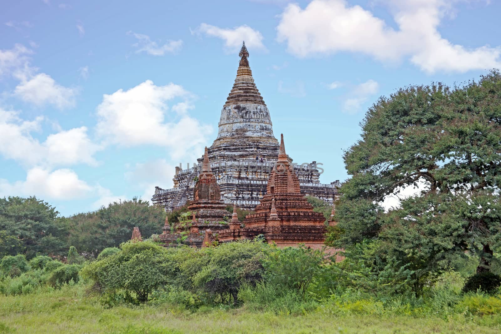 Ancient pagodas in the countryside from Bagan in Myanmar 