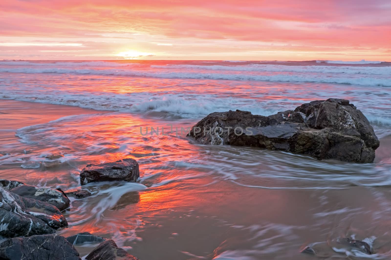 Incredible sunset at the atlantic ocean in Portugal