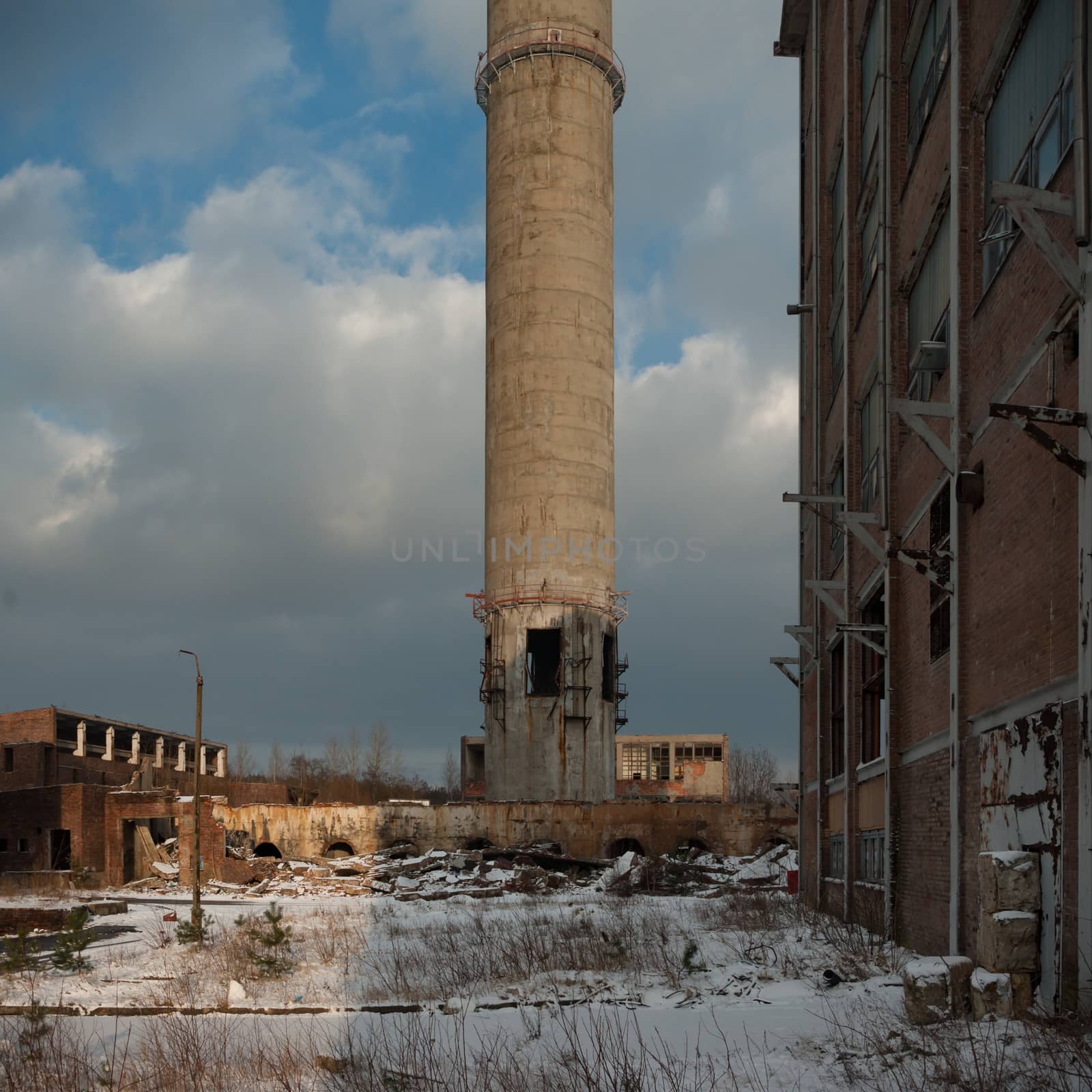 ruins of a very heavily polluted industrial factory, industrial series