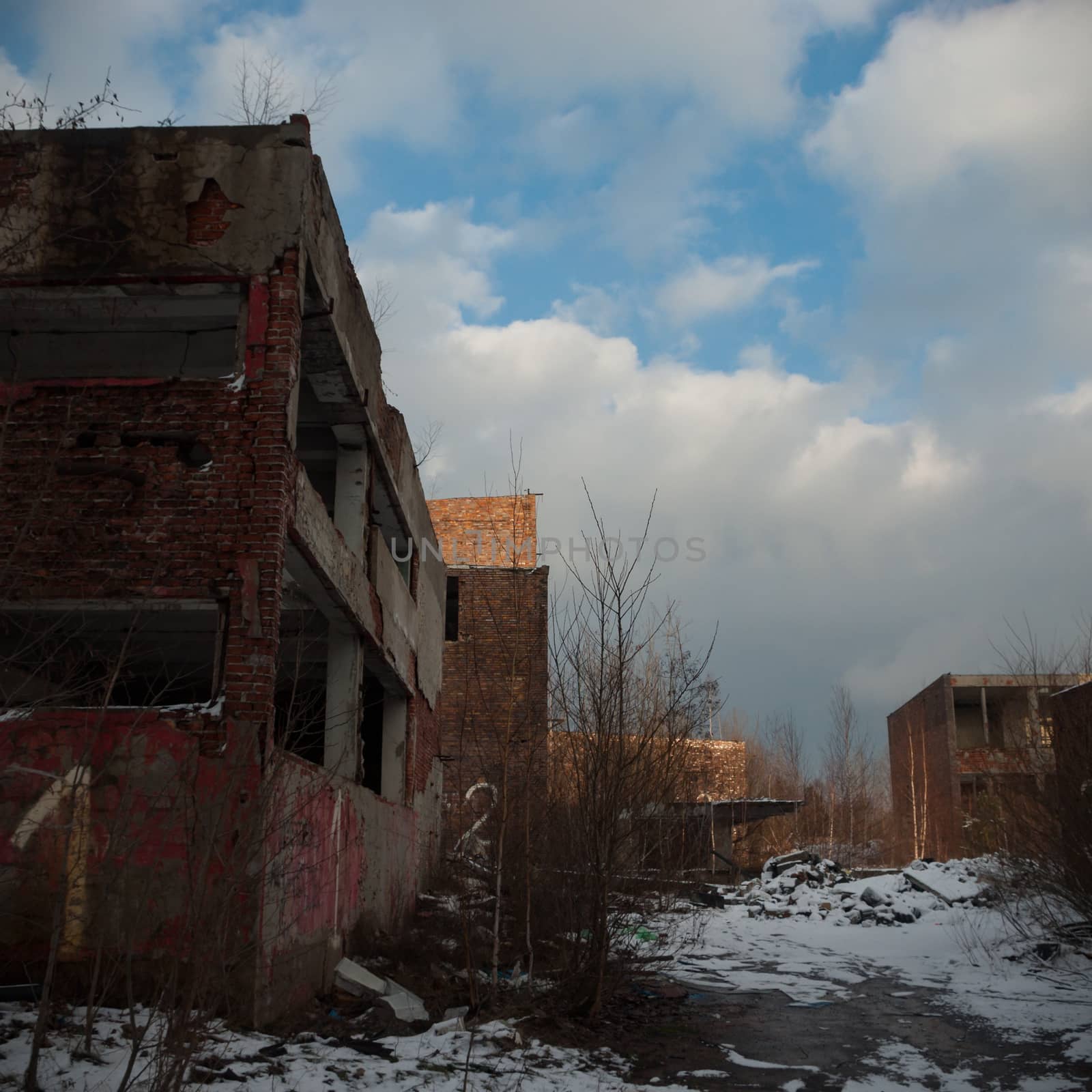 ruins of a very heavily polluted industrial factory, industrial series