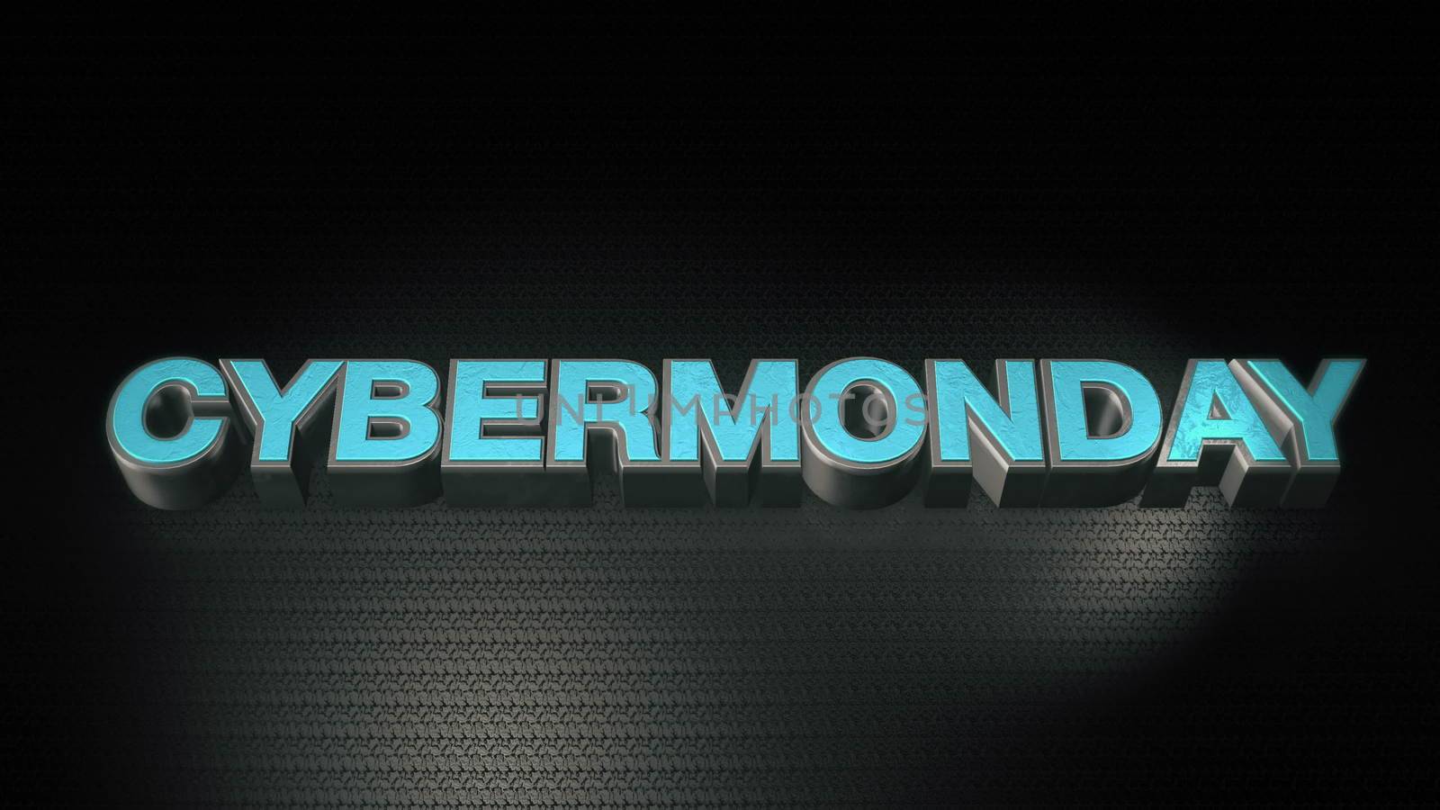 Metal 3D Text Cyber mondey with reflection and light