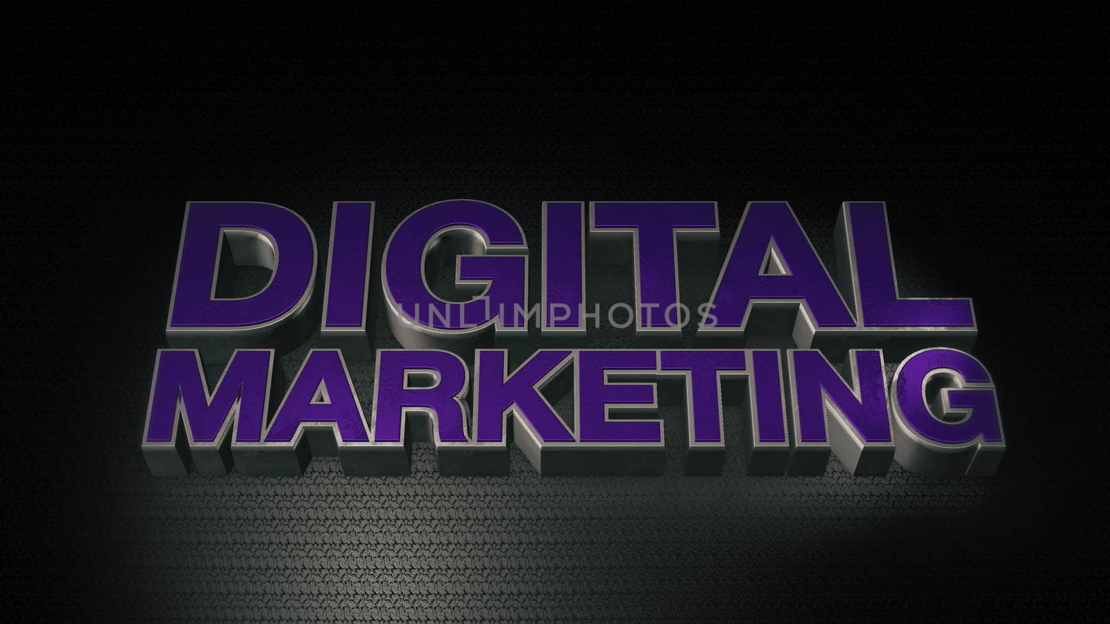 Metal 3D Text Digital marketing with reflection and light