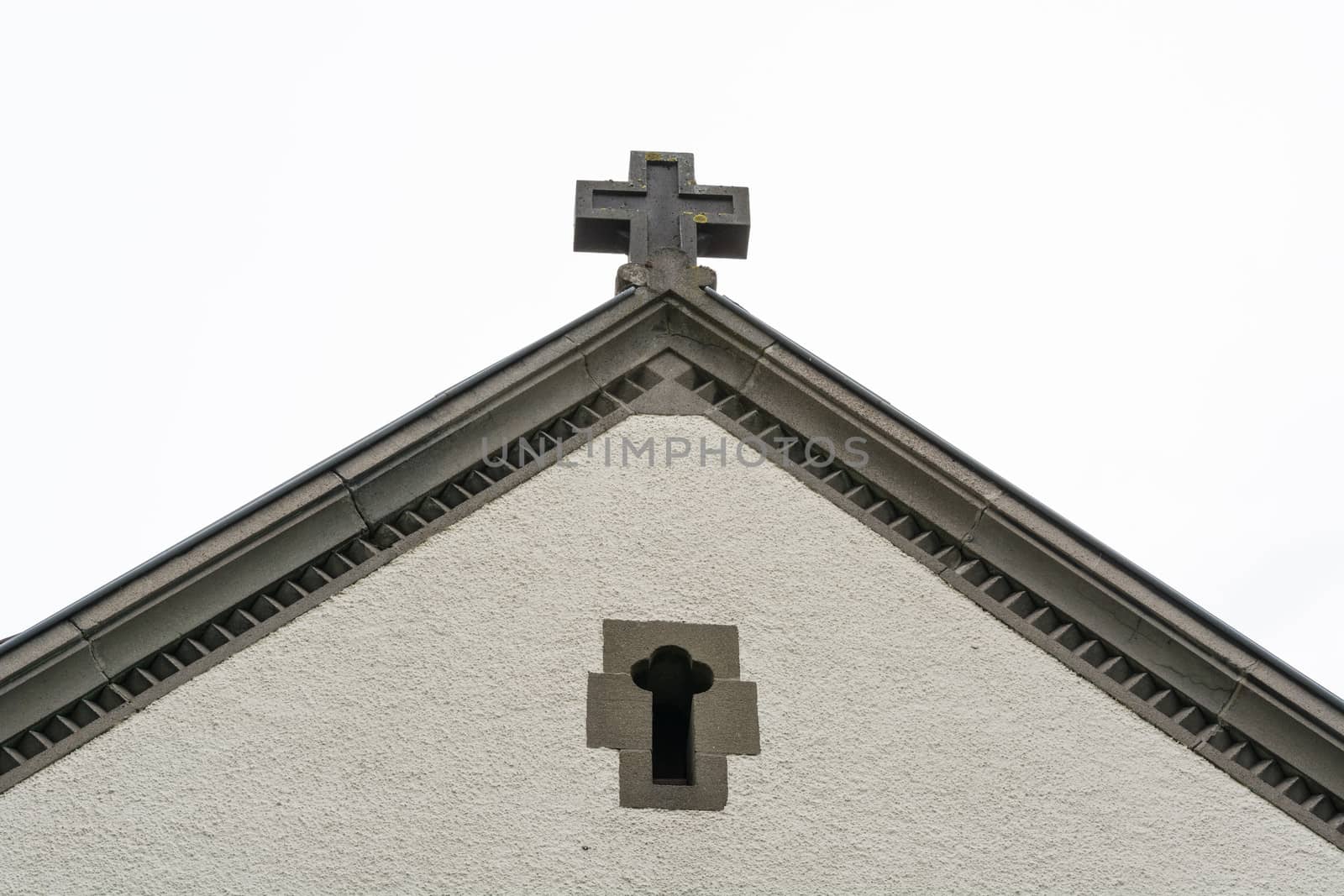 House gable, Mediterranean building with cross