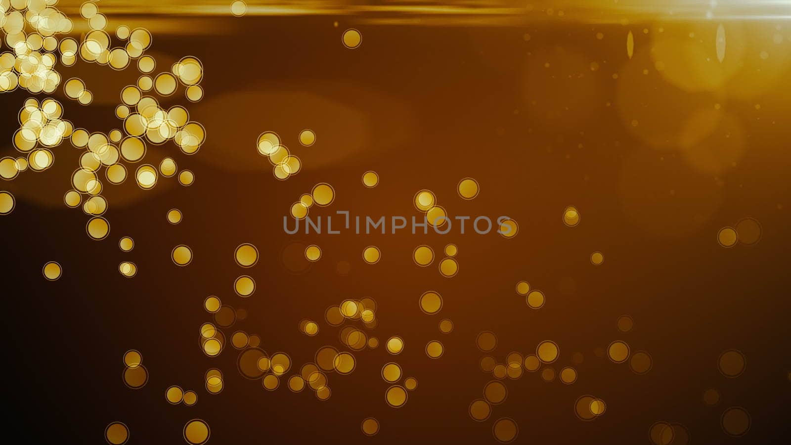 Gold particles are repulsed from the floor. 3D rendered