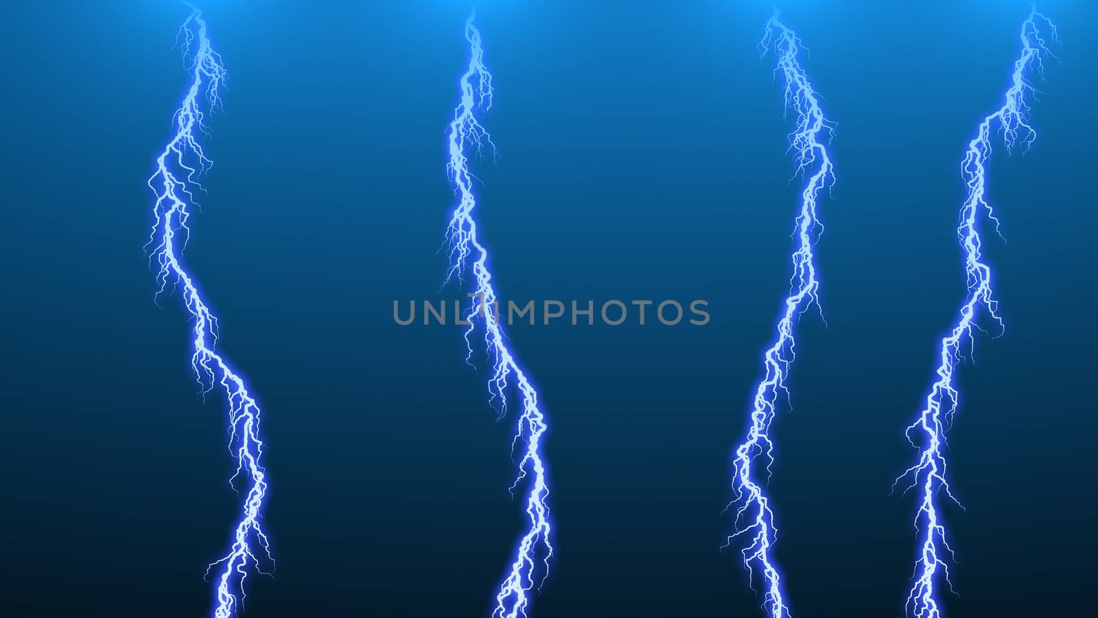 Different lightning bolts. 3D rendered by nolimit046