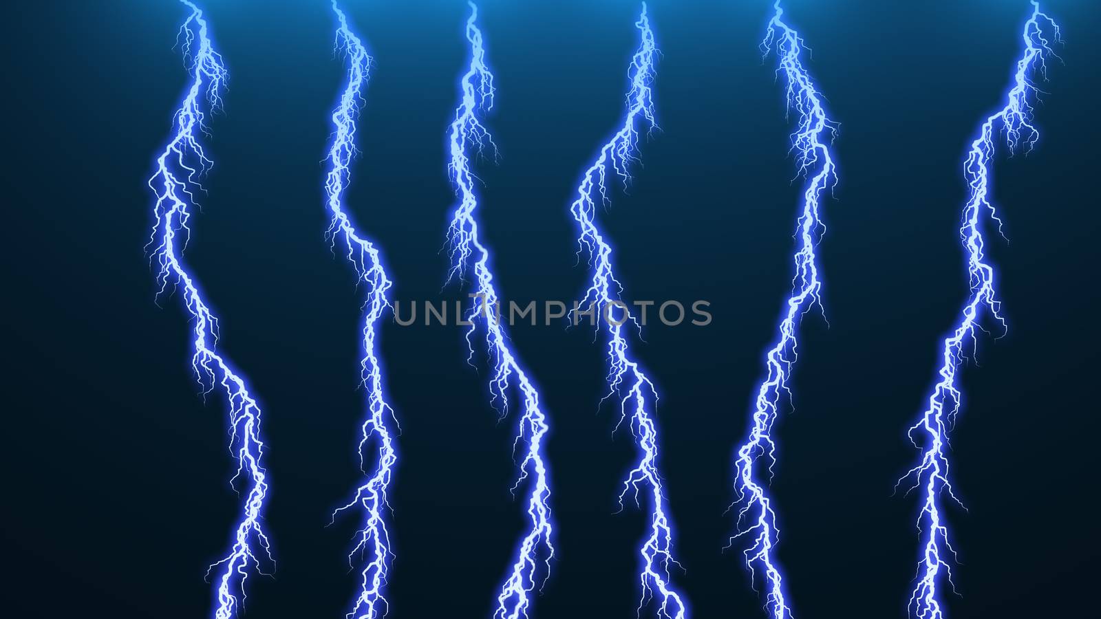 Different lightning bolts. 3D rendered by nolimit046