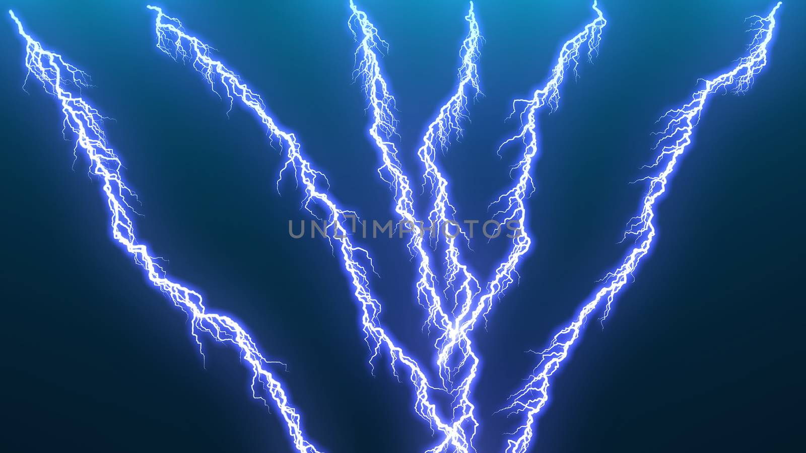 Different lightning bolts. 3D rendered by nolimit046