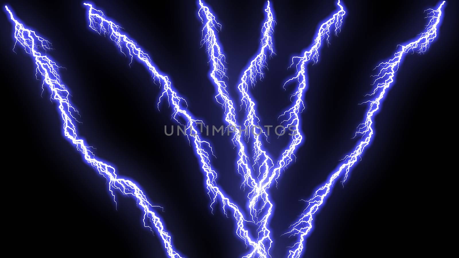 Different lightning bolts. 3D rendered by nolimit046