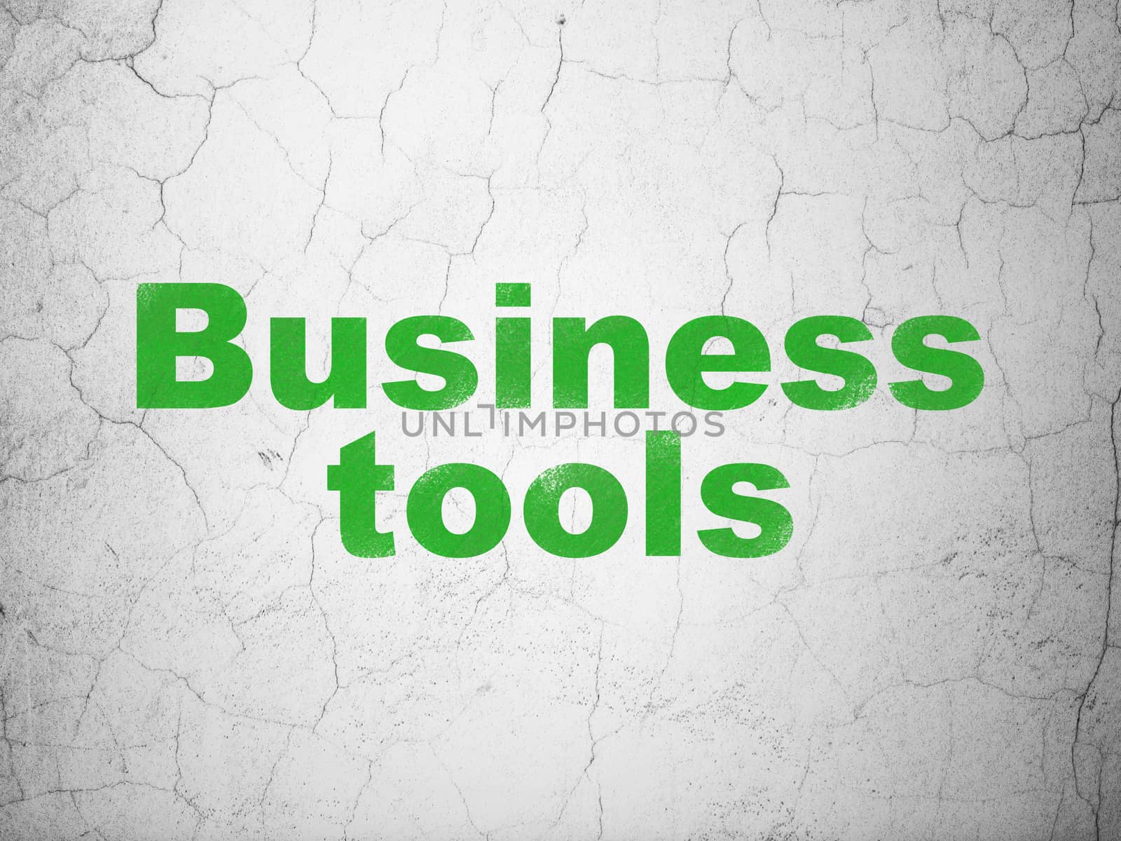 Finance concept: Green Business Tools on textured concrete wall background