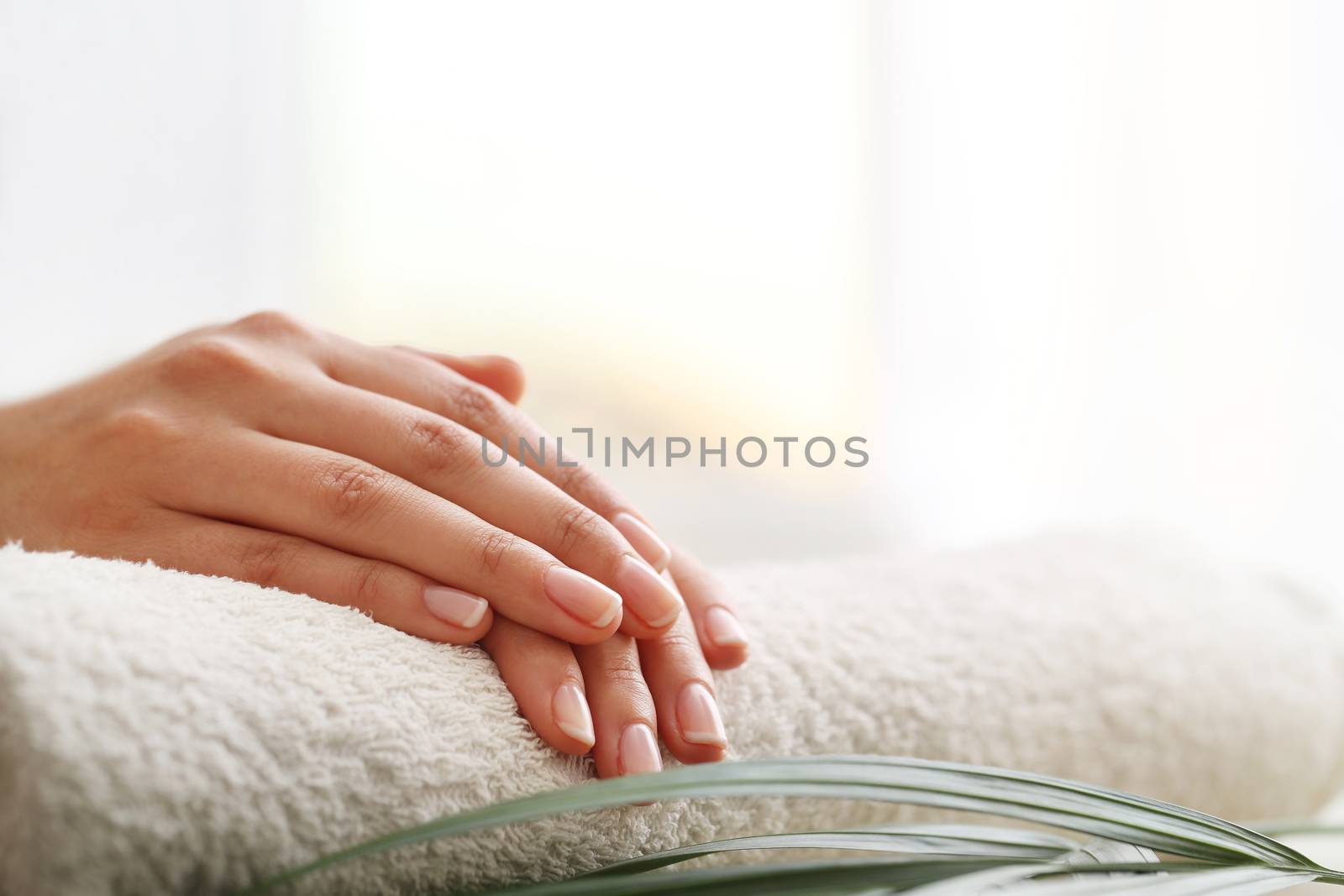 Skin care. Hands in close-up